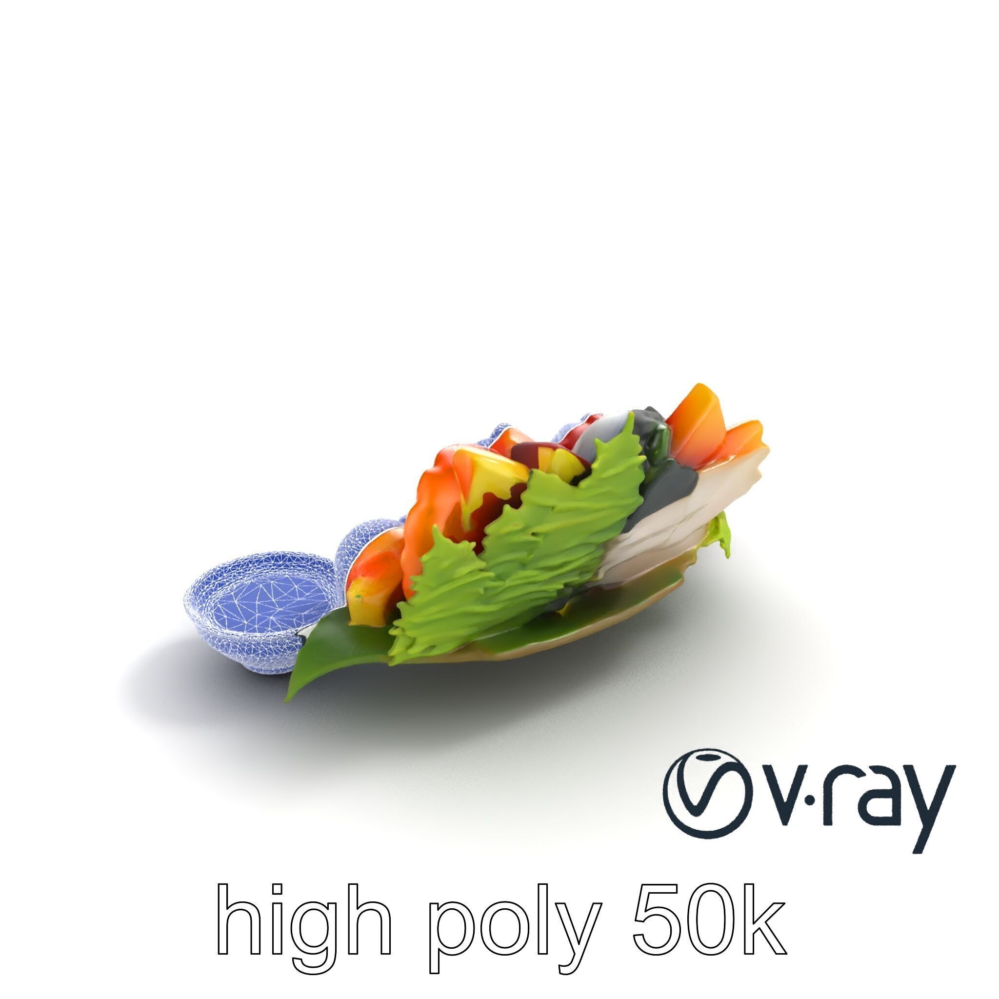 Sashimi Dish Authentic Textured Model Pack Low-poly 3D model_11