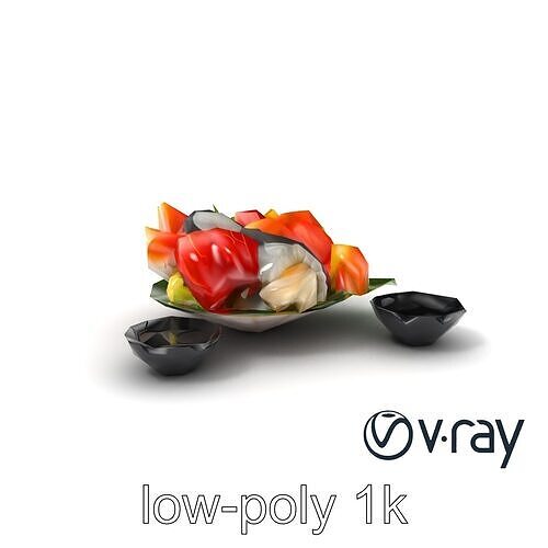 Sashimi Dish Authentic Textured Model Pack Low-poly 3D model 5