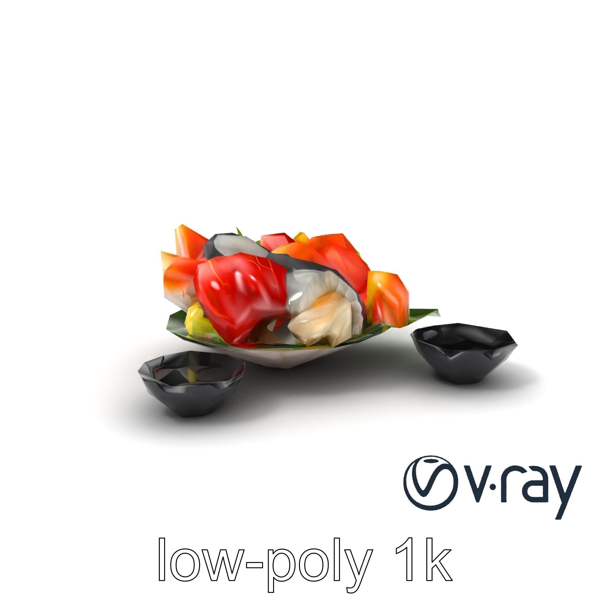 Sashimi Dish Authentic Textured Model Pack Low-poly 3D model_5