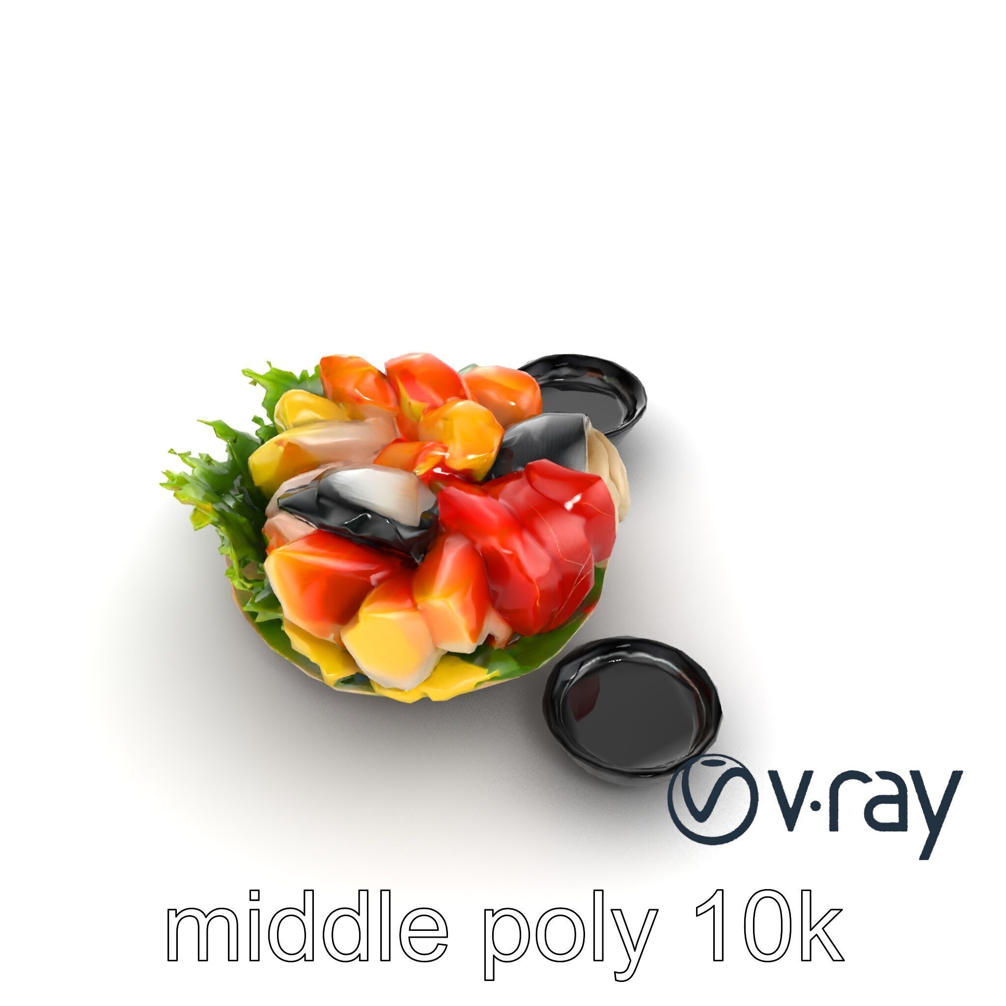 Sashimi Dish Authentic Textured Model Pack Low-poly 3D model_28