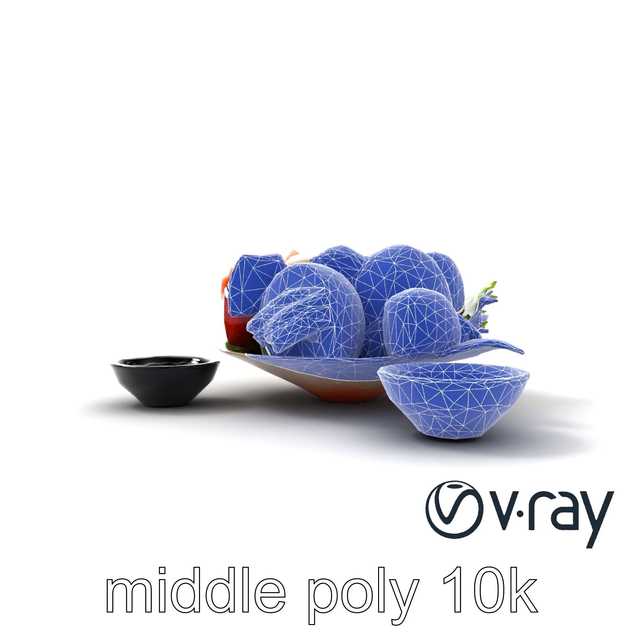 Sashimi Dish Authentic Textured Model Pack Low-poly 3D model_20