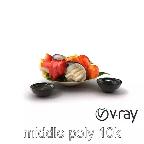 Sashimi Dish Authentic Textured Model Pack Low-poly 3D model