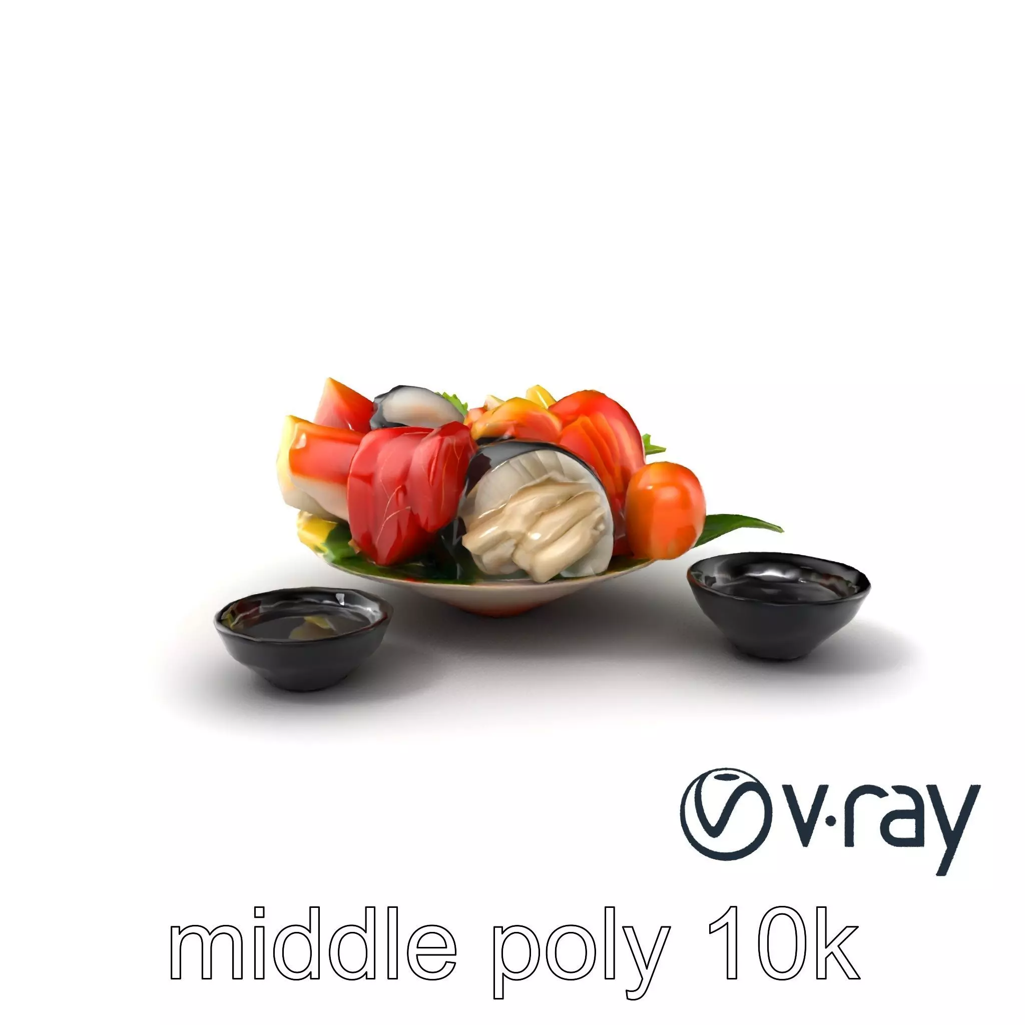 Sashimi Dish Authentic Textured Model Pack Low-poly 3D model_0