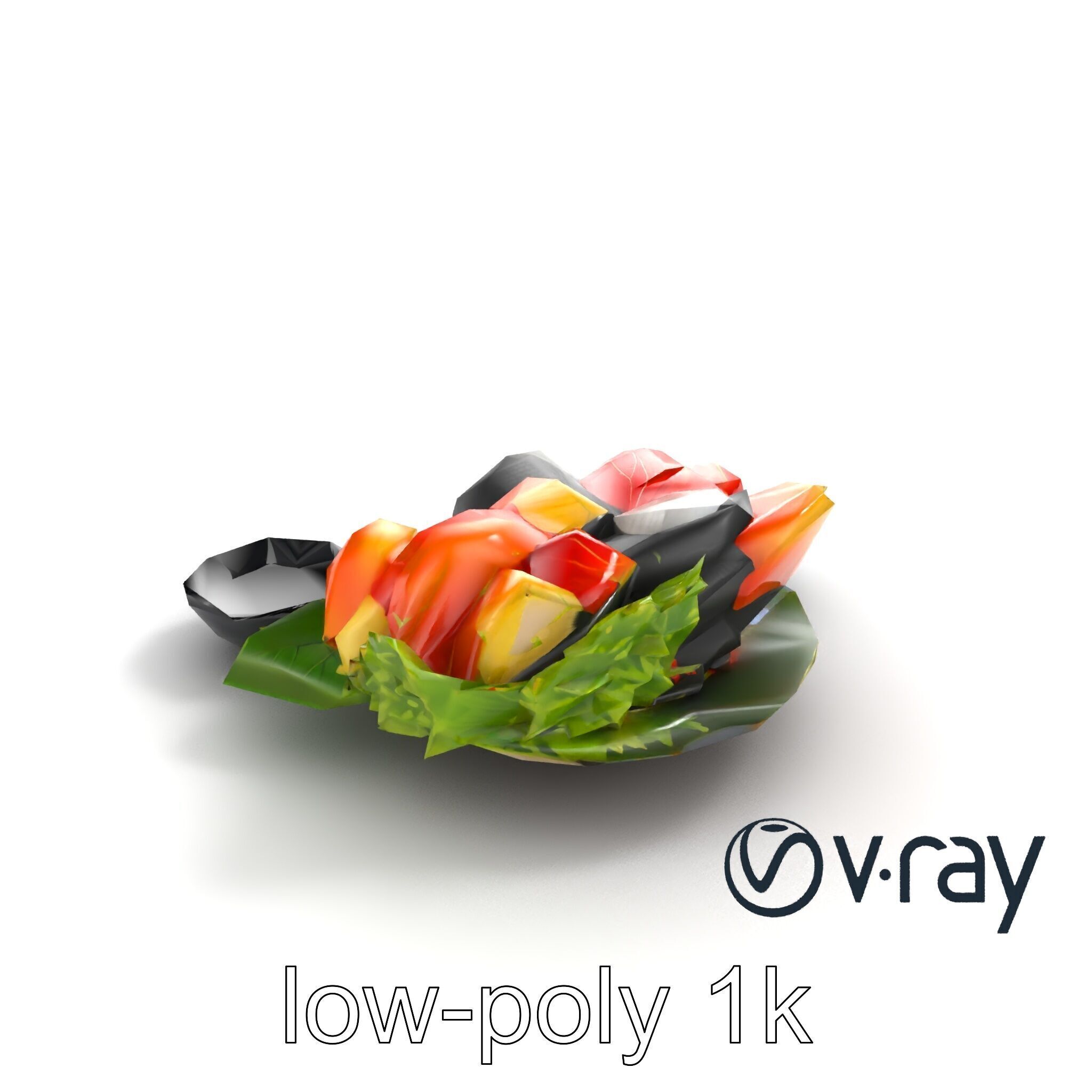 Sashimi Dish Authentic Textured Model Pack Low-poly 3D model_9