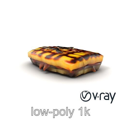 Okonomiyaki Savory Pancake Iron Plate model pack Low-poly 3D model 5