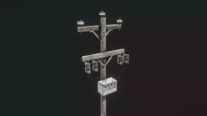 Concrete Utility Pole 3D Model Low-poly 3D model