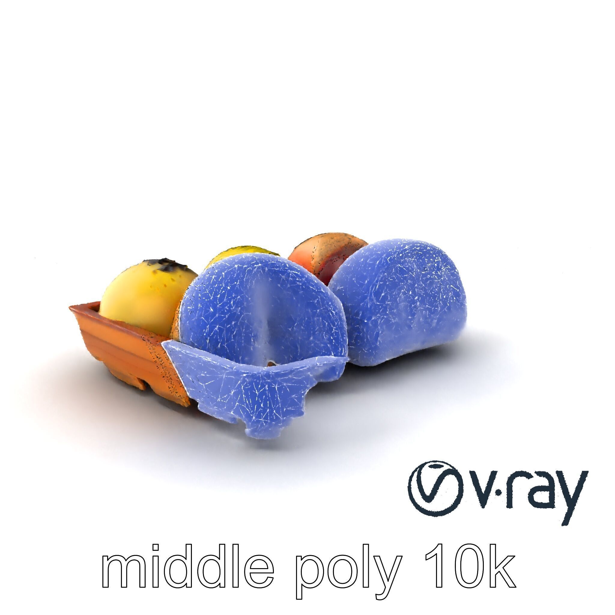 Realistic Mochi Dessert Set model pack Low-poly 3D model_5