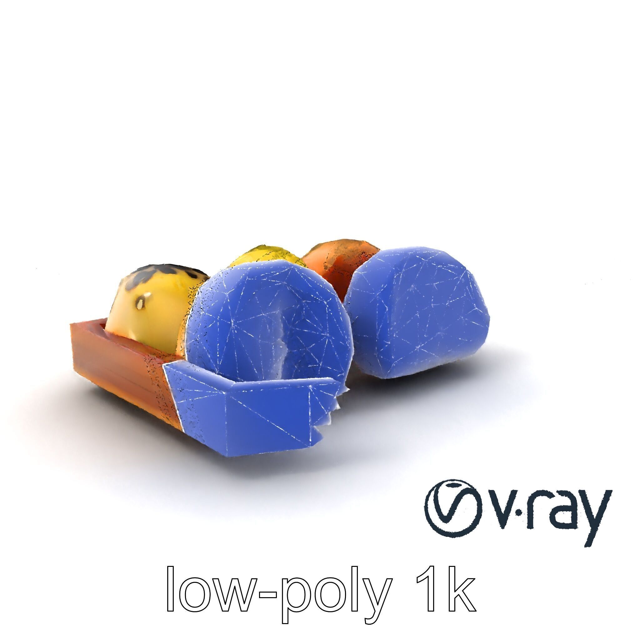 Realistic Mochi Dessert Set model pack Low-poly 3D model_6