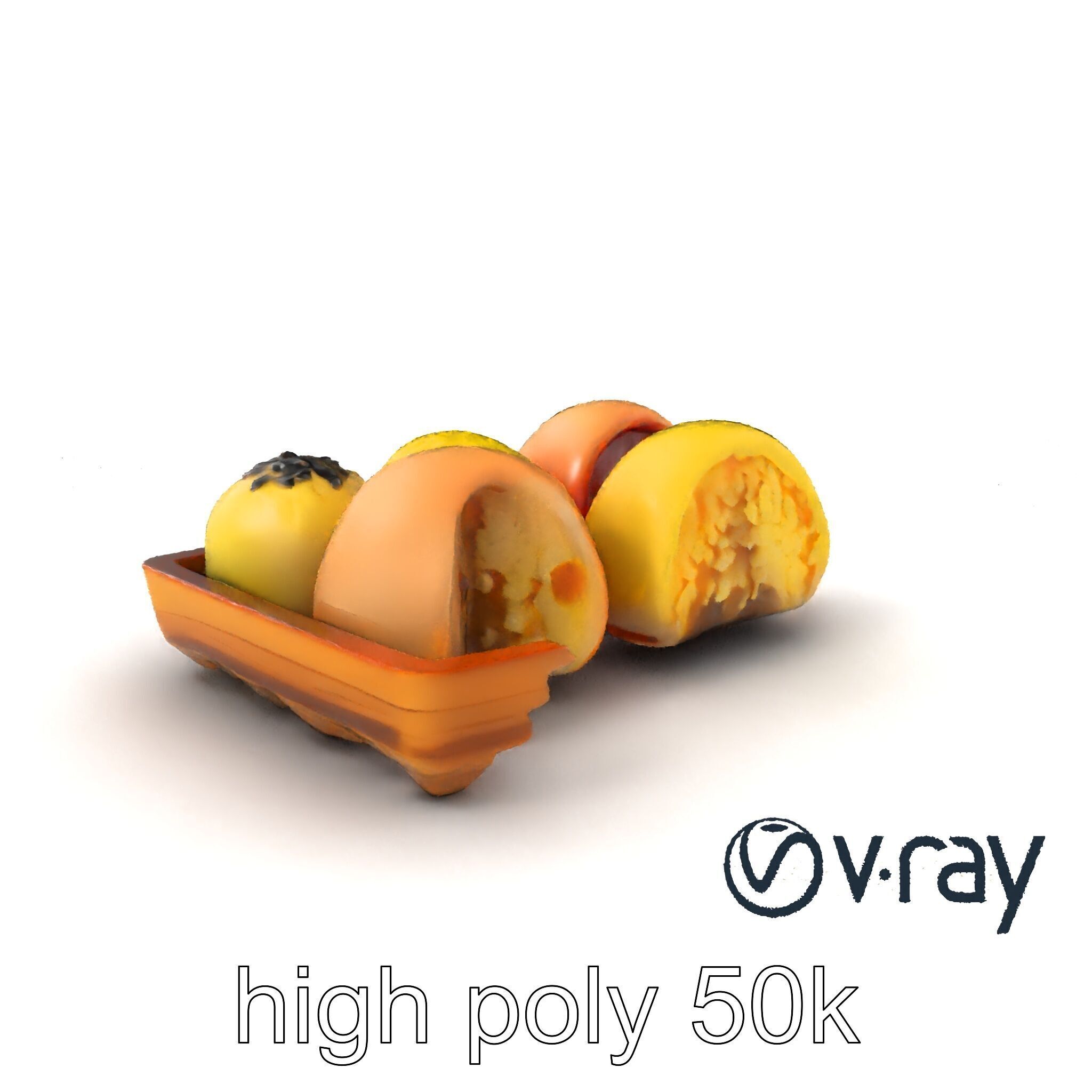 Realistic Mochi Dessert Set model pack Low-poly 3D model_2