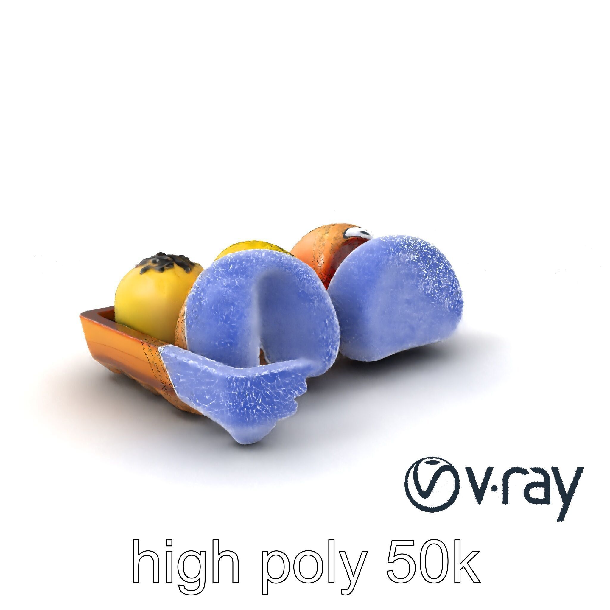 Realistic Mochi Dessert Set model pack Low-poly 3D model_1