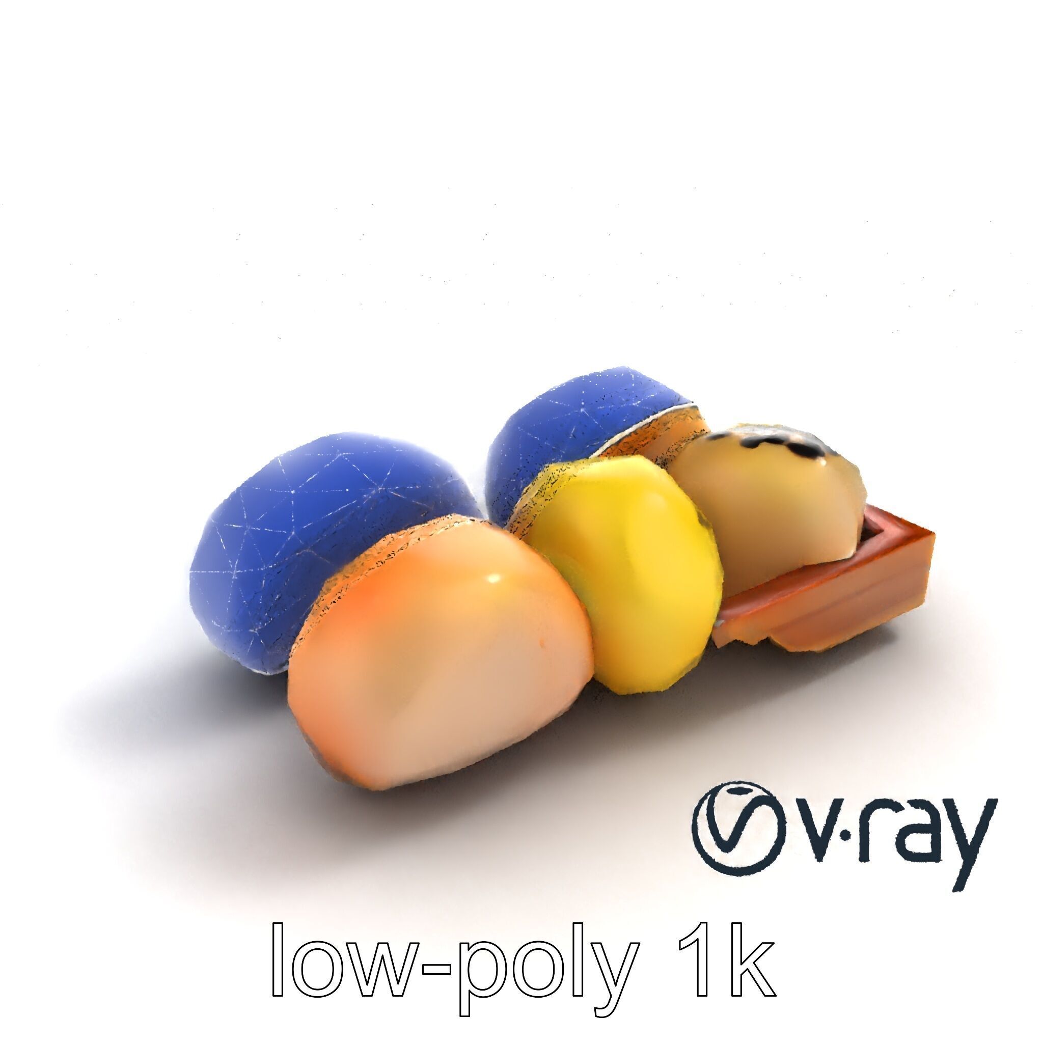 Realistic Mochi Dessert Set model pack Low-poly 3D model_13