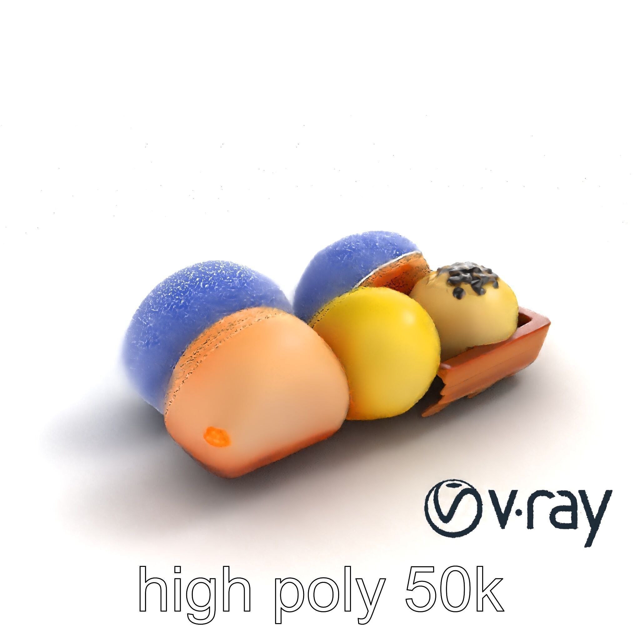 Realistic Mochi Dessert Set model pack Low-poly 3D model_10