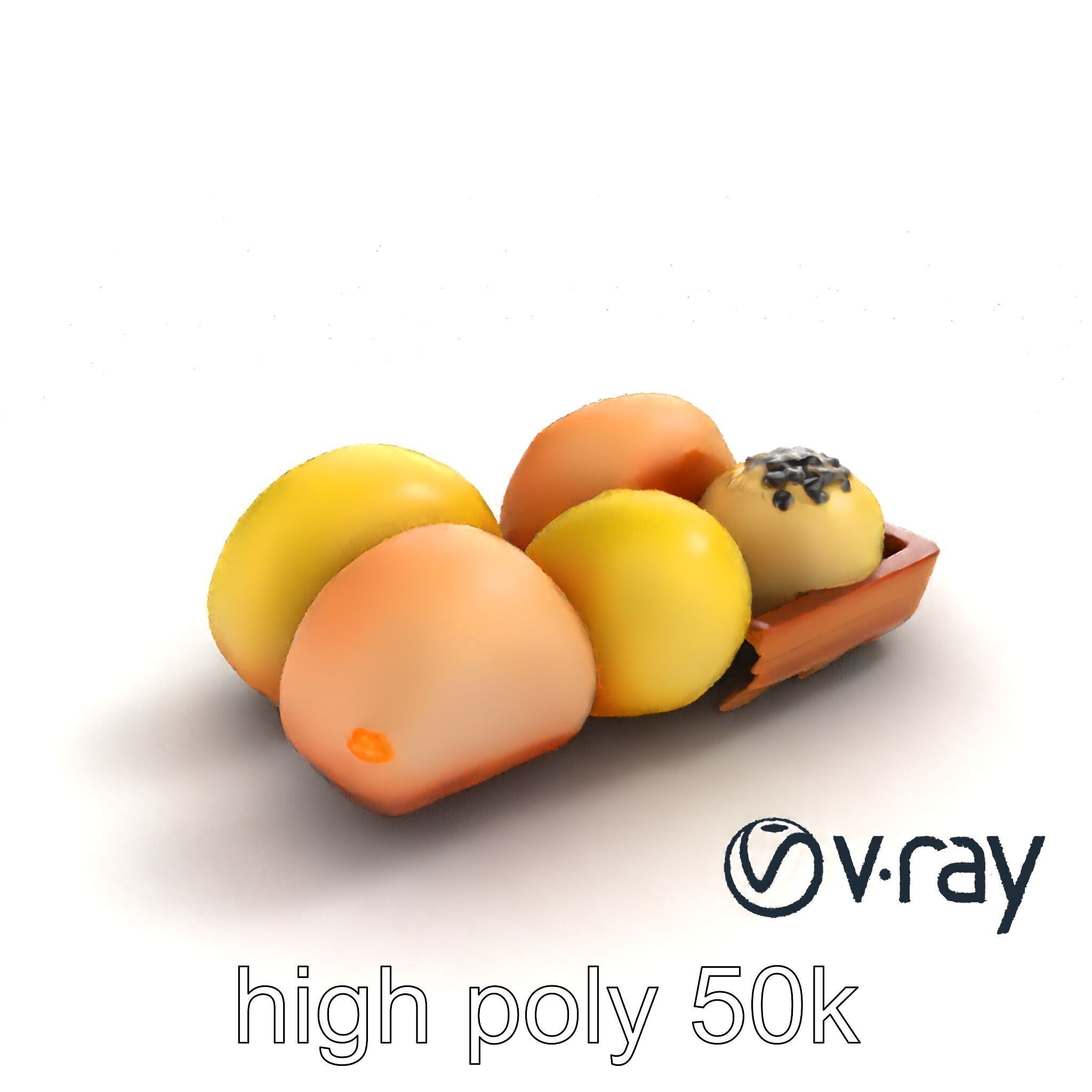 Realistic Mochi Dessert Set model pack Low-poly 3D model_9