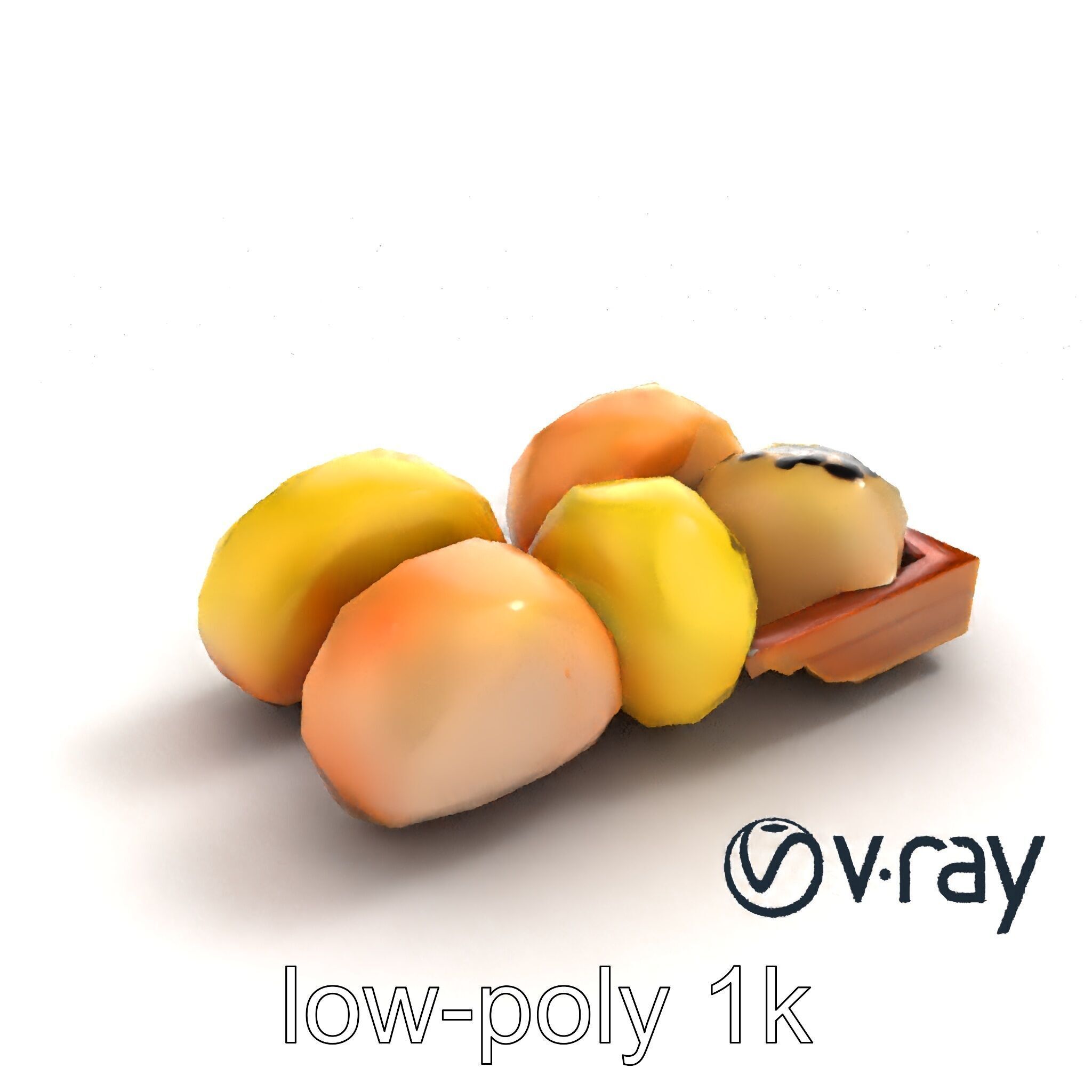 Realistic Mochi Dessert Set model pack Low-poly 3D model_8