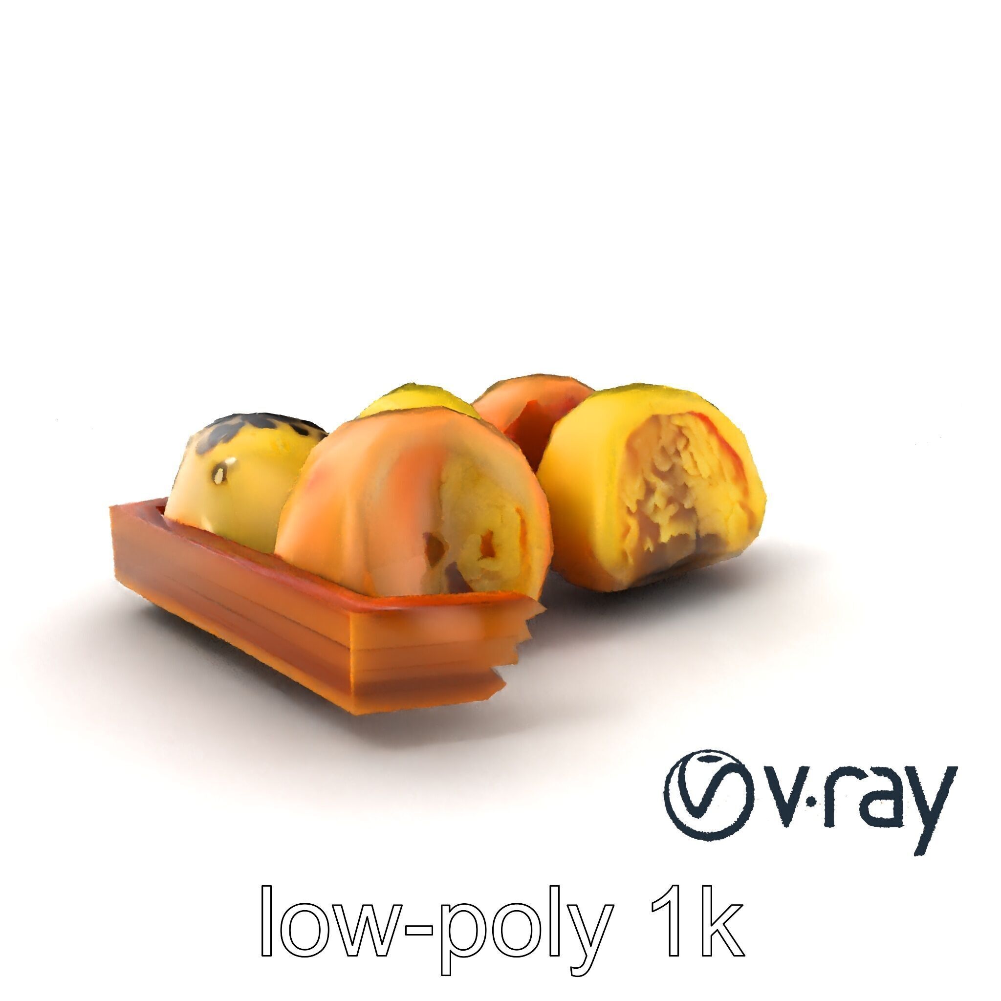 Realistic Mochi Dessert Set model pack Low-poly 3D model_4