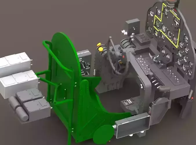 P38 lightning HD work complete cockpit 3D print model