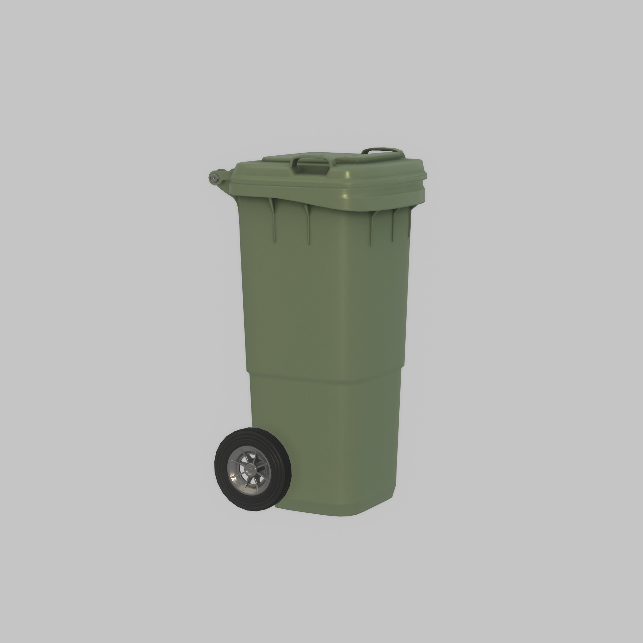 Plastic garbage can green with wheels 60 L Low-poly 3D model_51