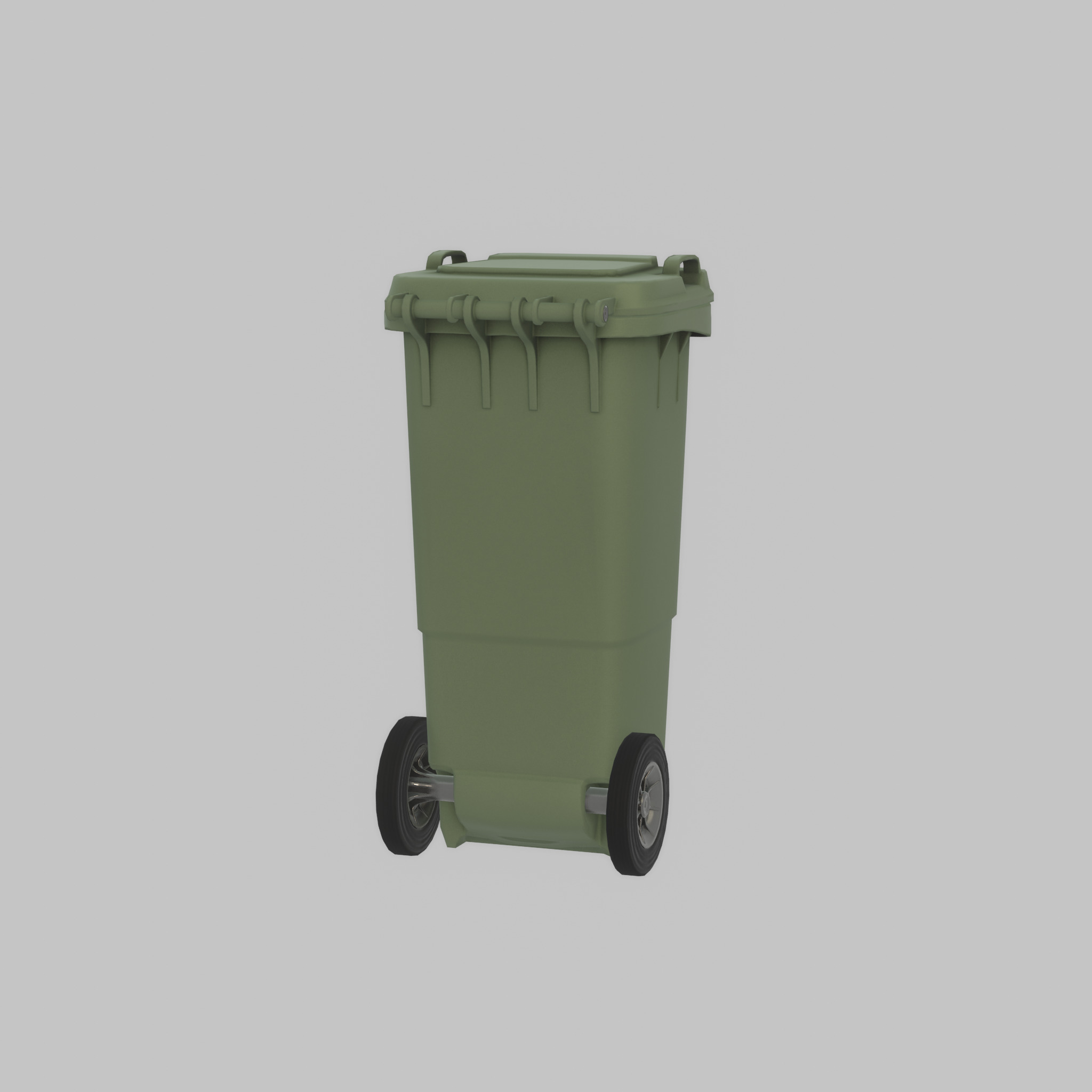 Plastic garbage can green with wheels 60 L Low-poly 3D model_44