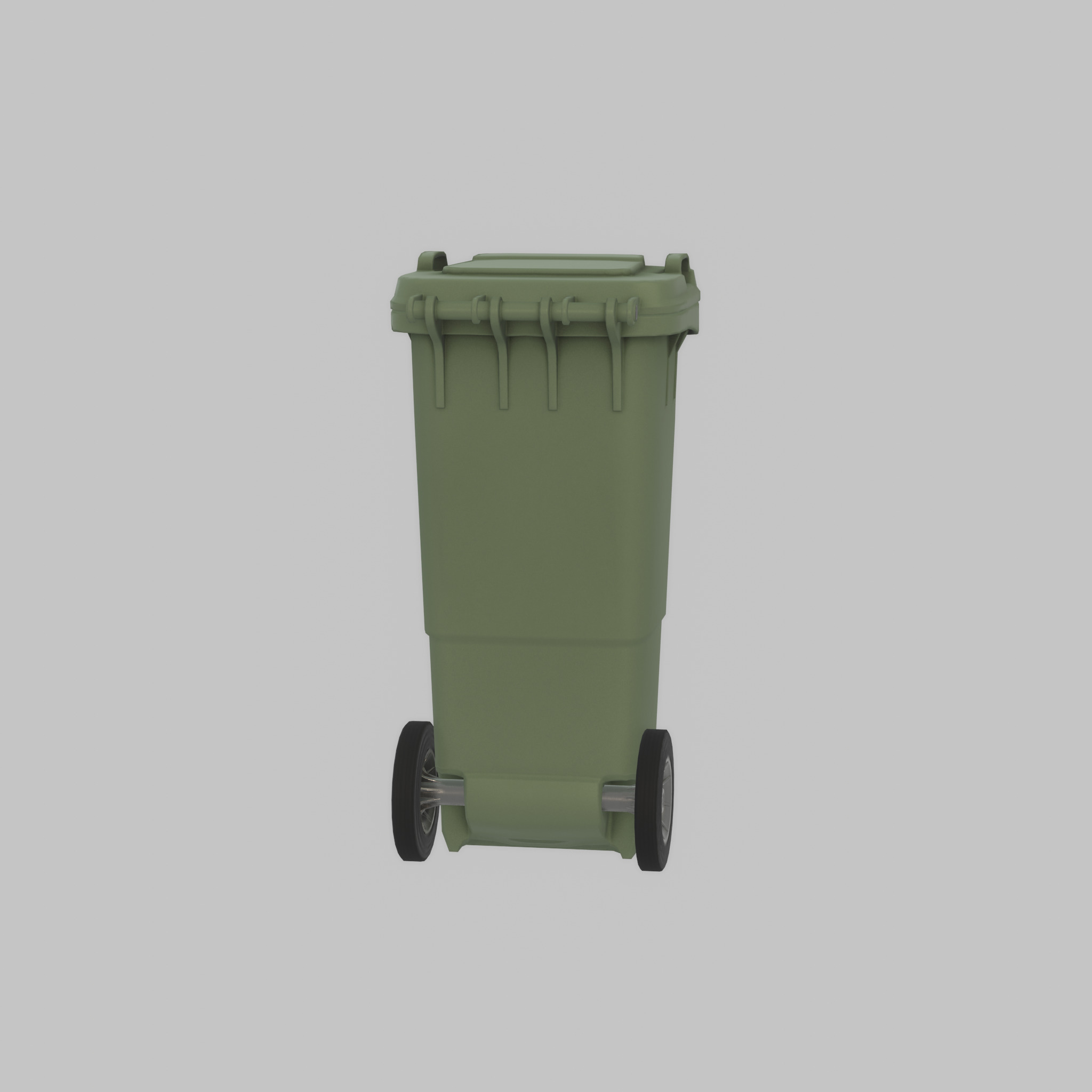 Plastic garbage can green with wheels 60 L Low-poly 3D model_42