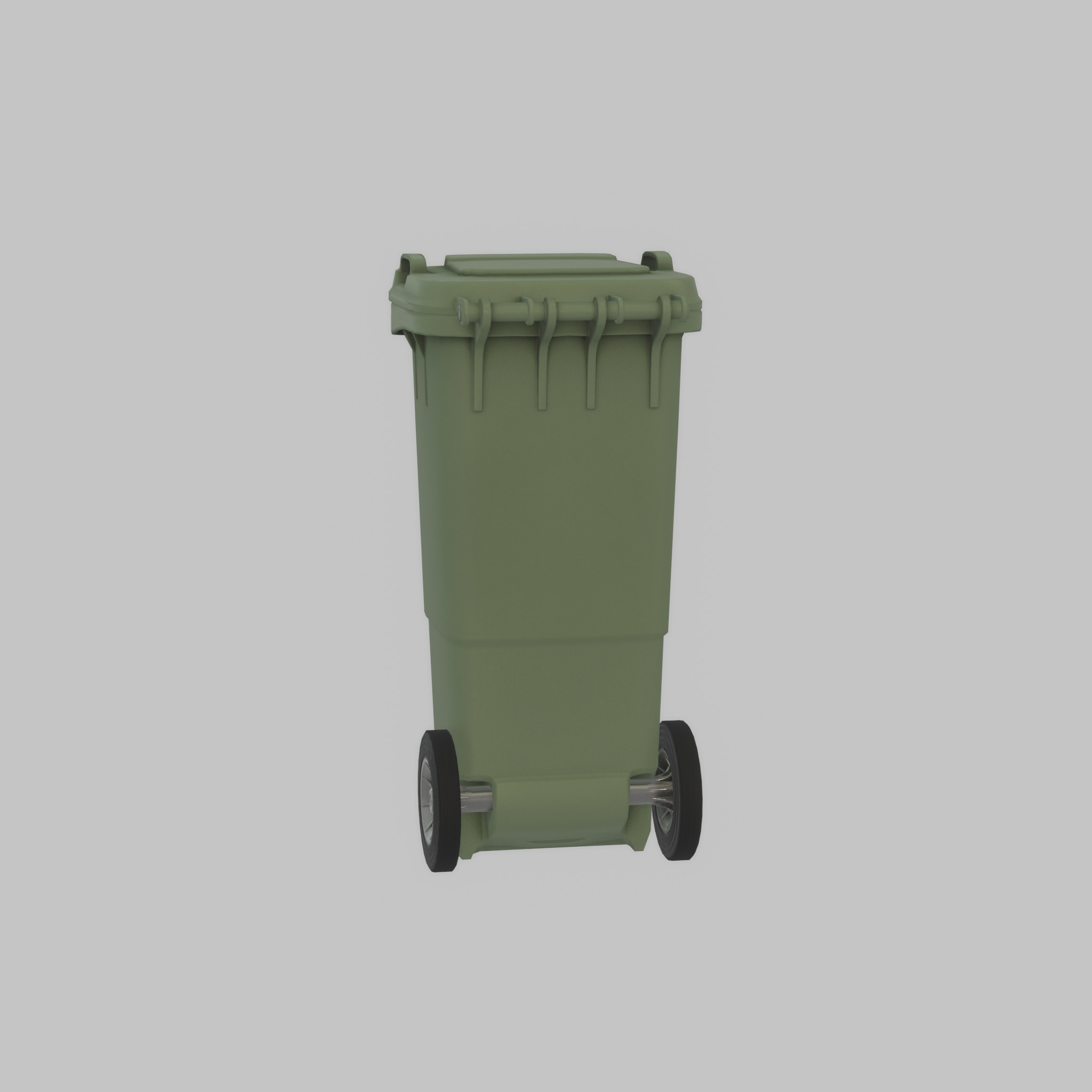 Plastic garbage can green with wheels 60 L Low-poly 3D model_40