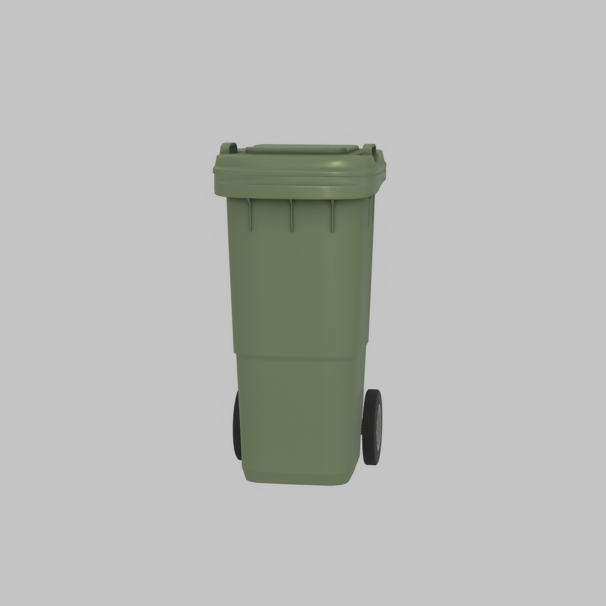 Plastic garbage can green with wheels 60 L Low-poly 3D model_23