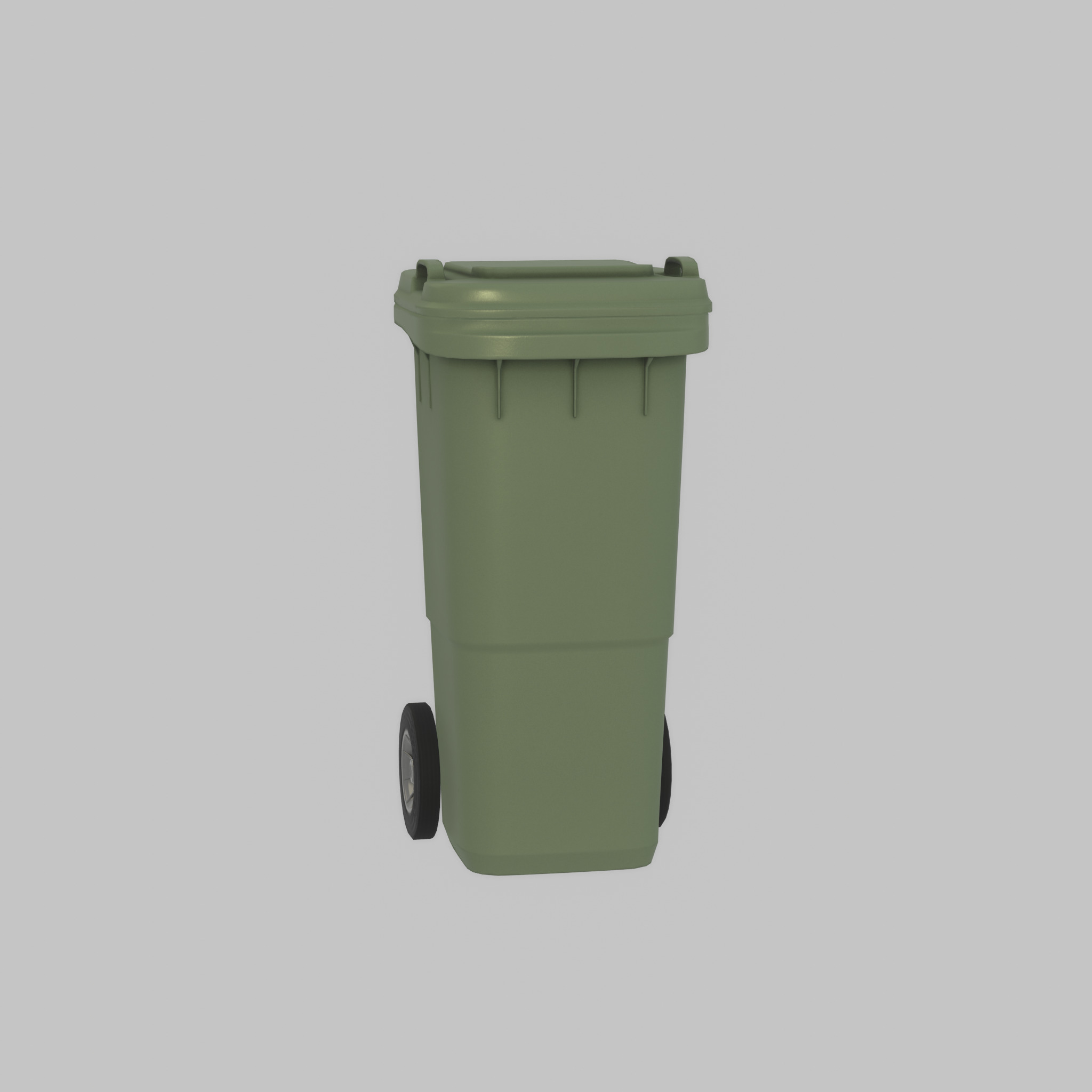 Plastic garbage can green with wheels 60 L Low-poly 3D model_56