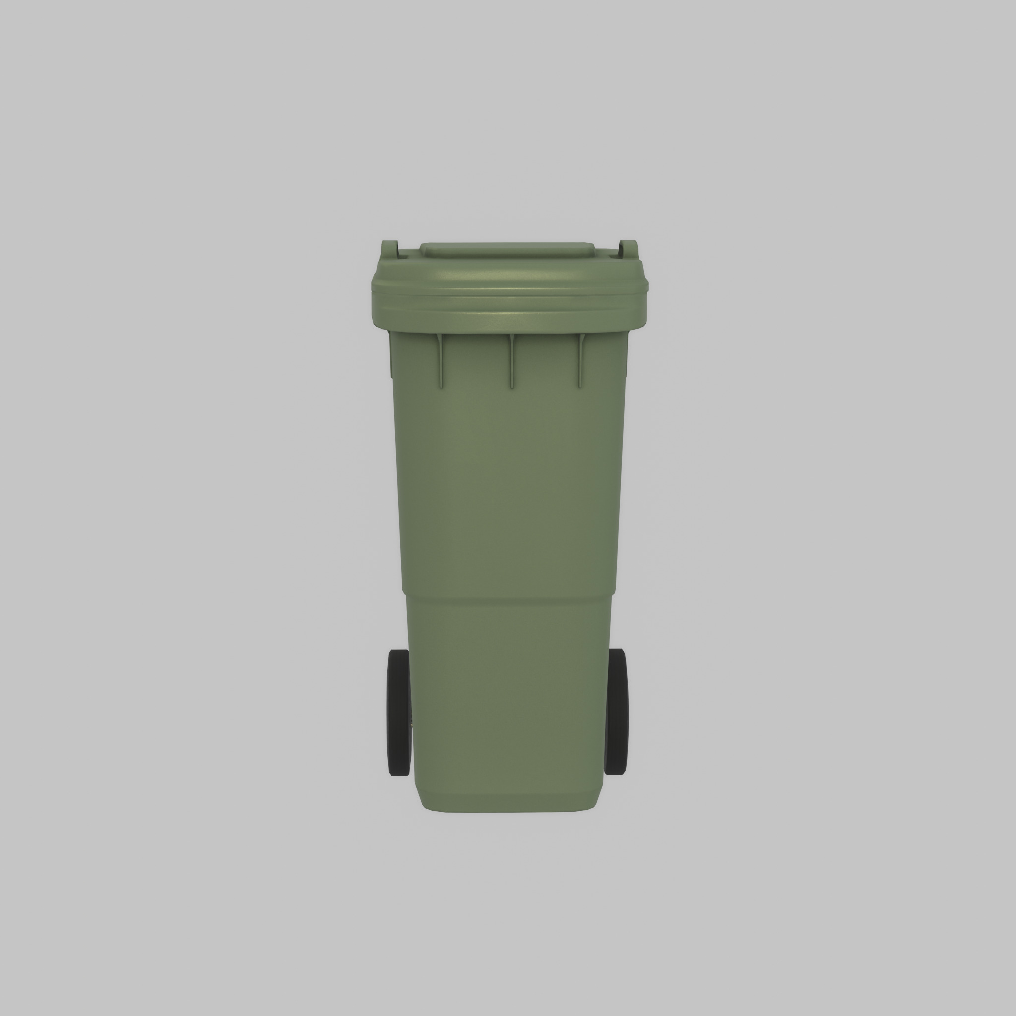 Plastic garbage can green with wheels 60 L Low-poly 3D model_22
