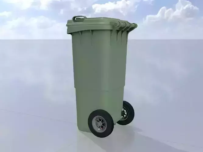 Plastic garbage can green with wheels 60 L