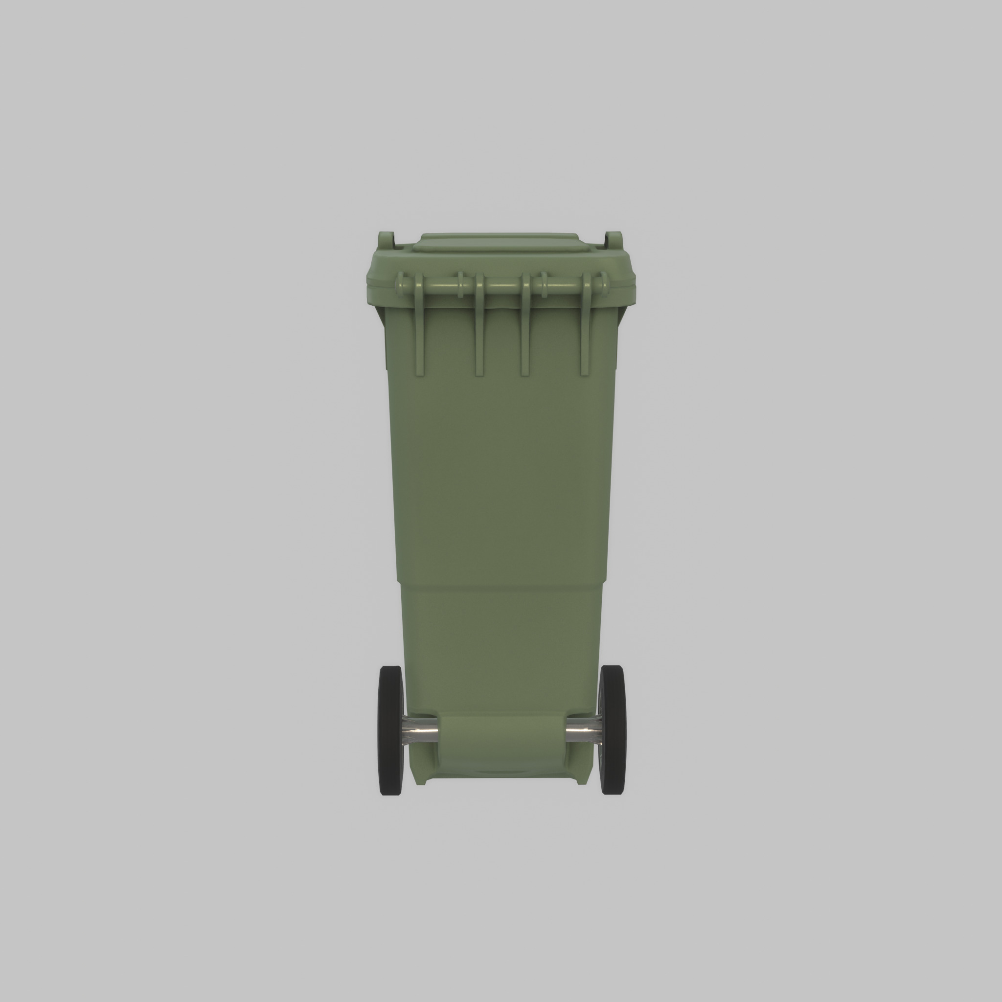 Plastic garbage can green with wheels 60 L Low-poly 3D model_41