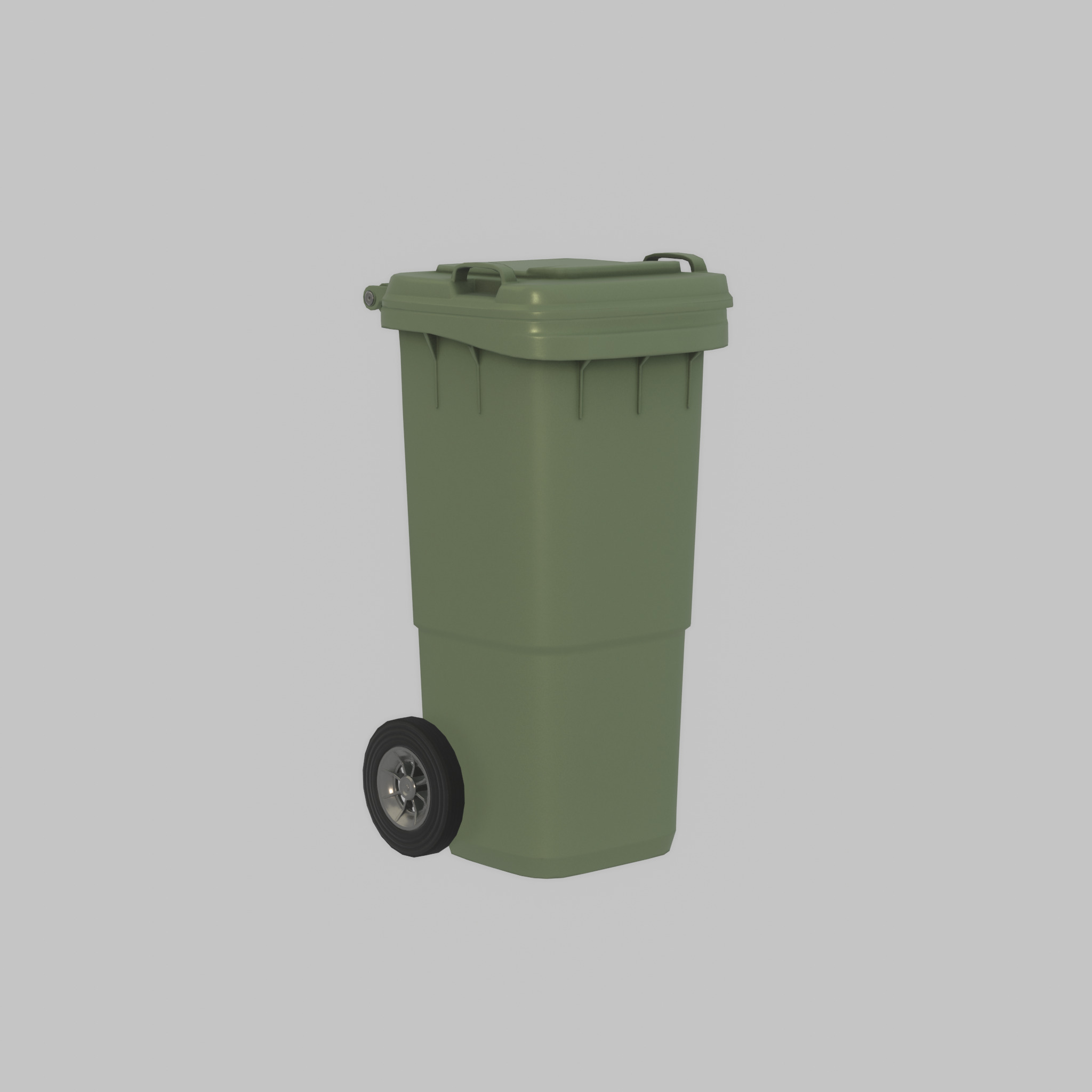 Plastic garbage can green with wheels 60 L Low-poly 3D model_53