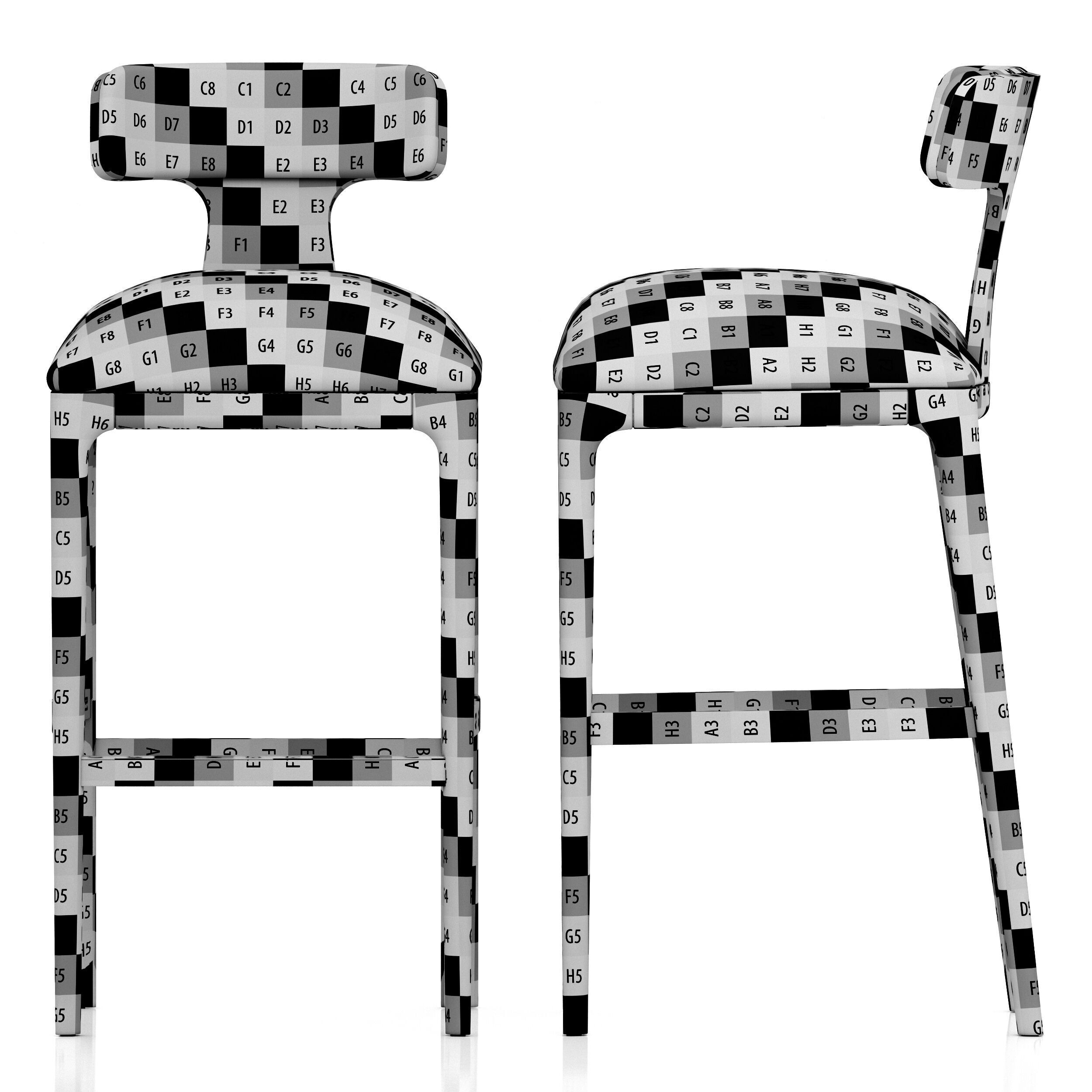 Restoration Hardware Ligne Fabric Bar and Counter Stool 3D model_7