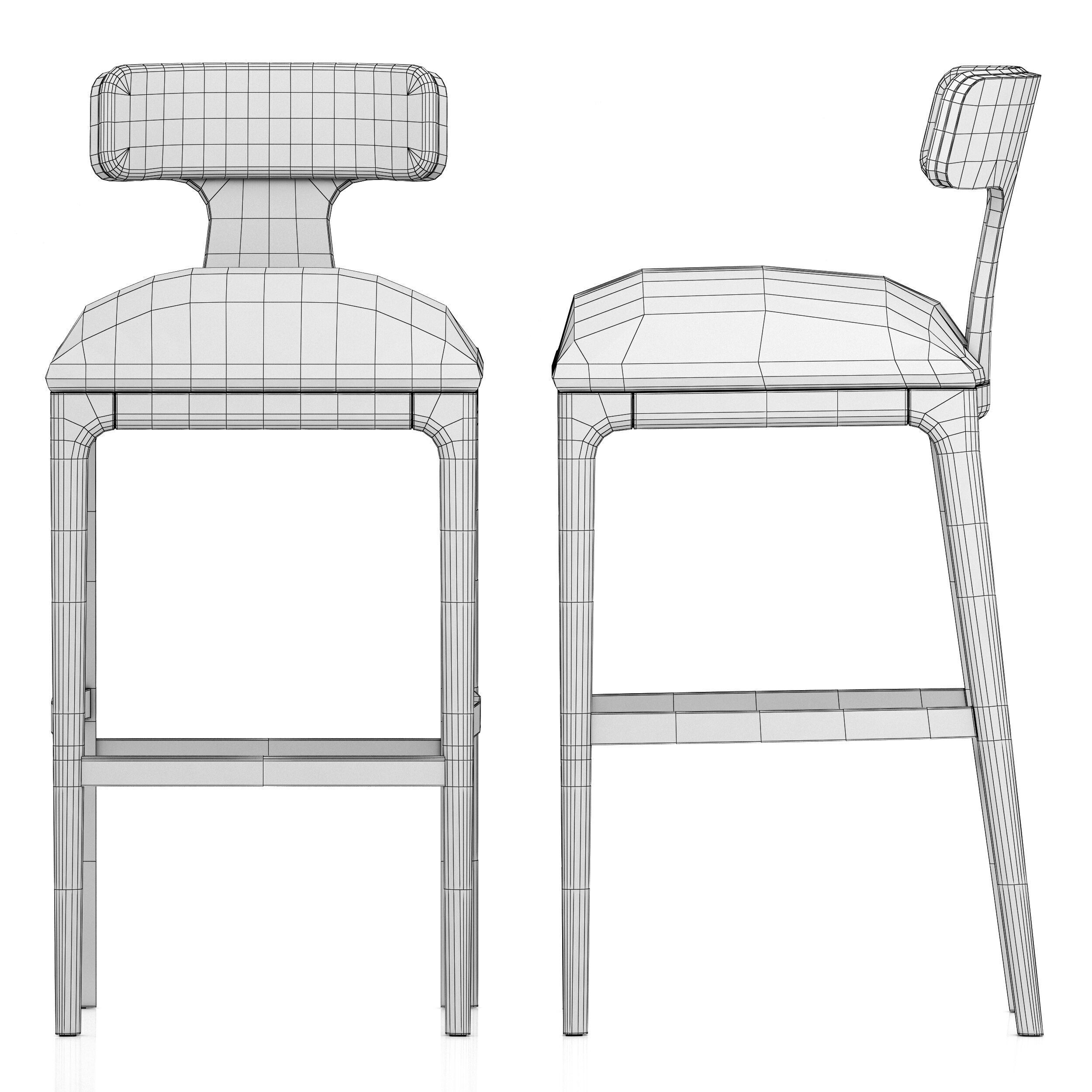 Restoration Hardware Ligne Fabric Bar and Counter Stool 3D model_8