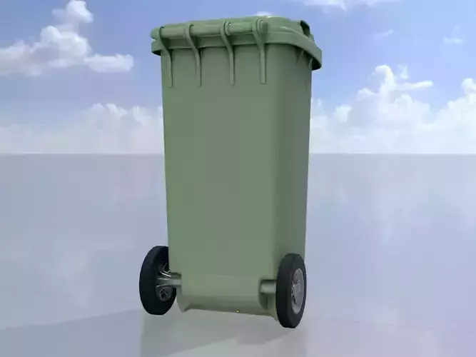 Plastic garbage can green with wheels 120 L