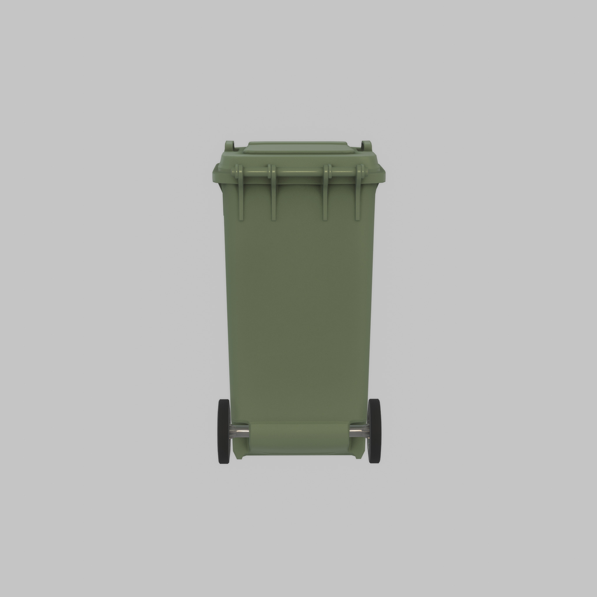 Plastic garbage can green with wheels 240 L Low-poly 3D model_35