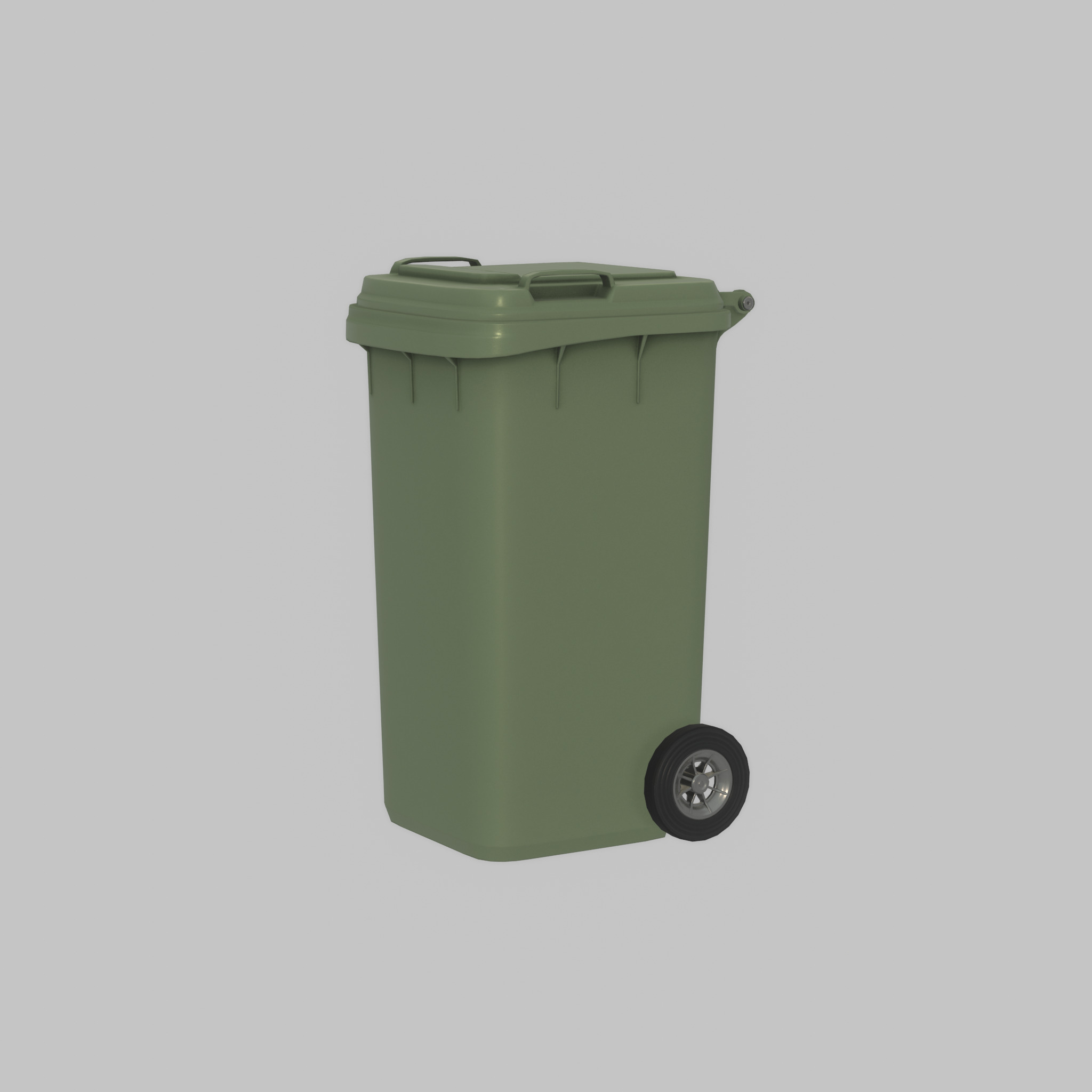 Plastic garbage can green with wheels 240 L Low-poly 3D model_46