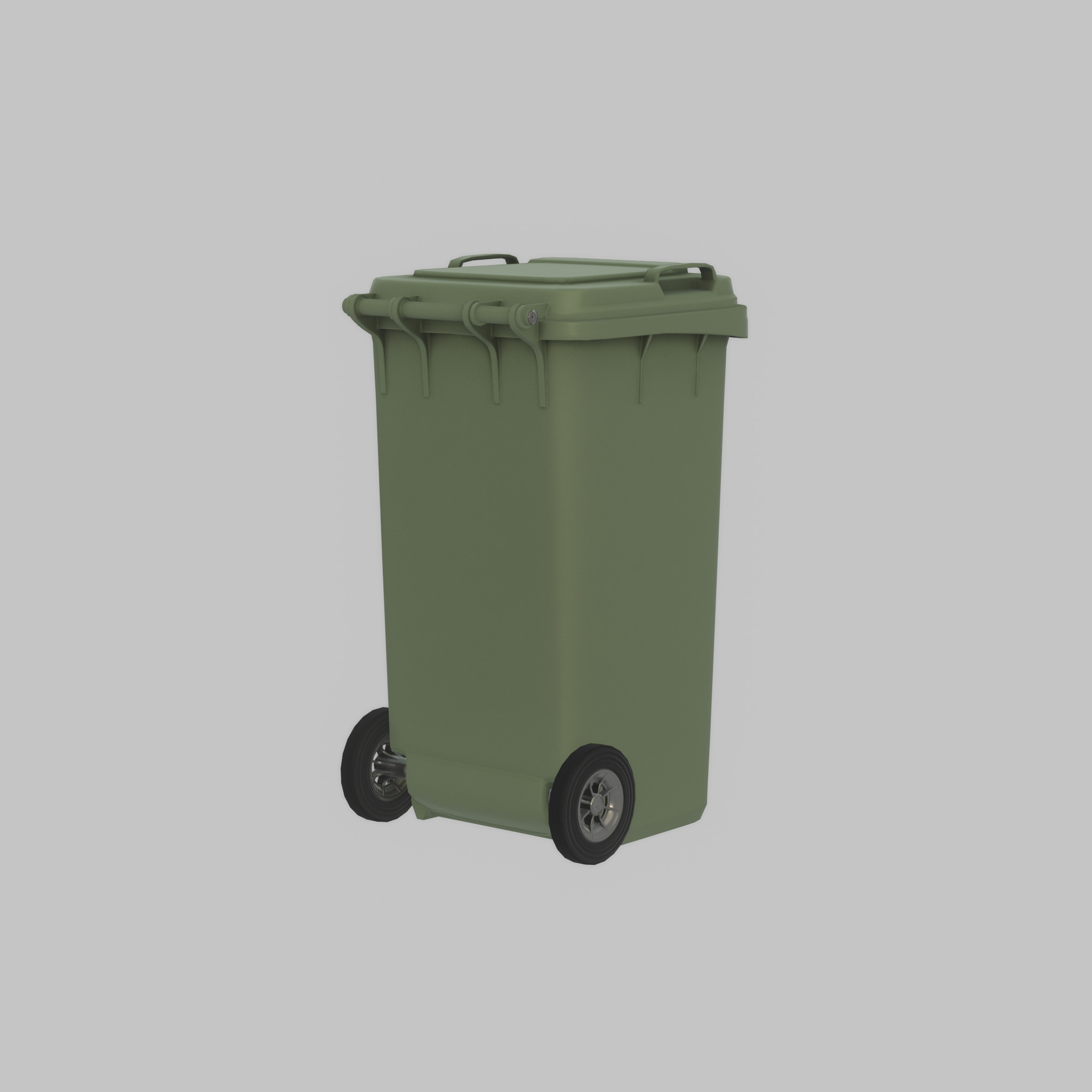 Plastic garbage can green with wheels 240 L Low-poly 3D model_56