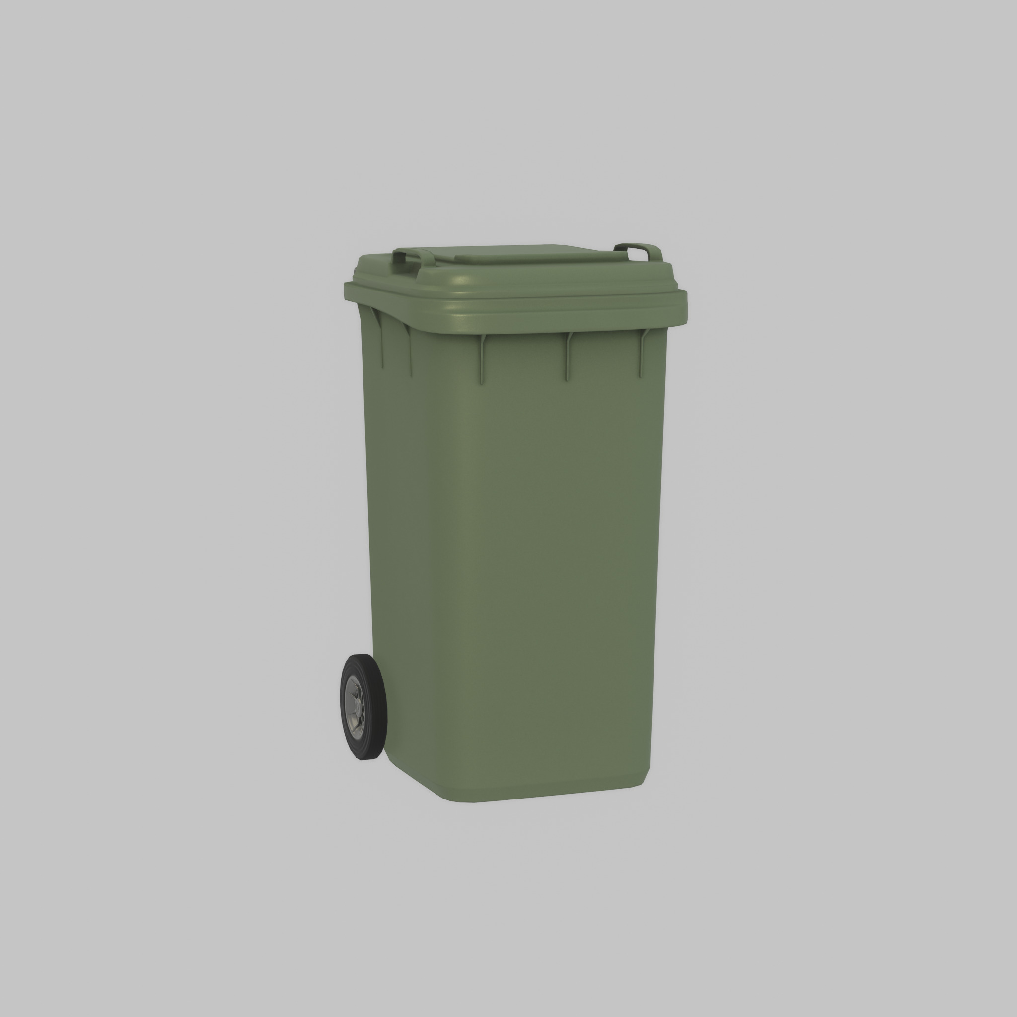 Plastic garbage can green with wheels 240 L Low-poly 3D model_47
