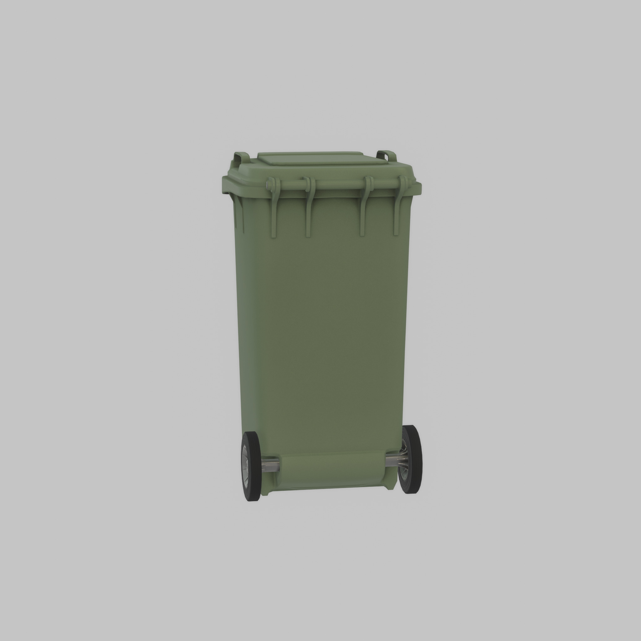 Plastic garbage can green with wheels 240 L Low-poly 3D model_55