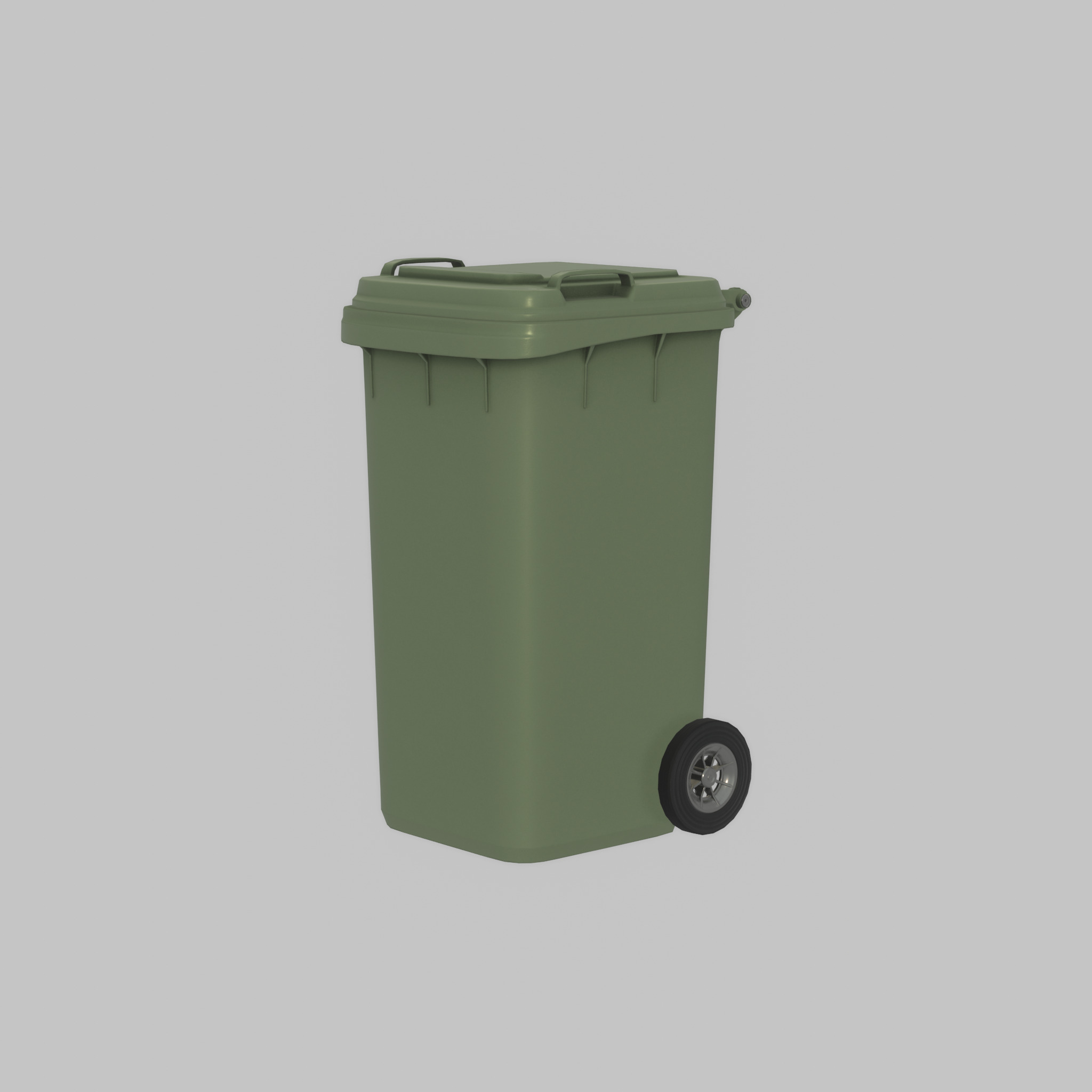 Plastic garbage can green with wheels 240 L Low-poly 3D model_44
