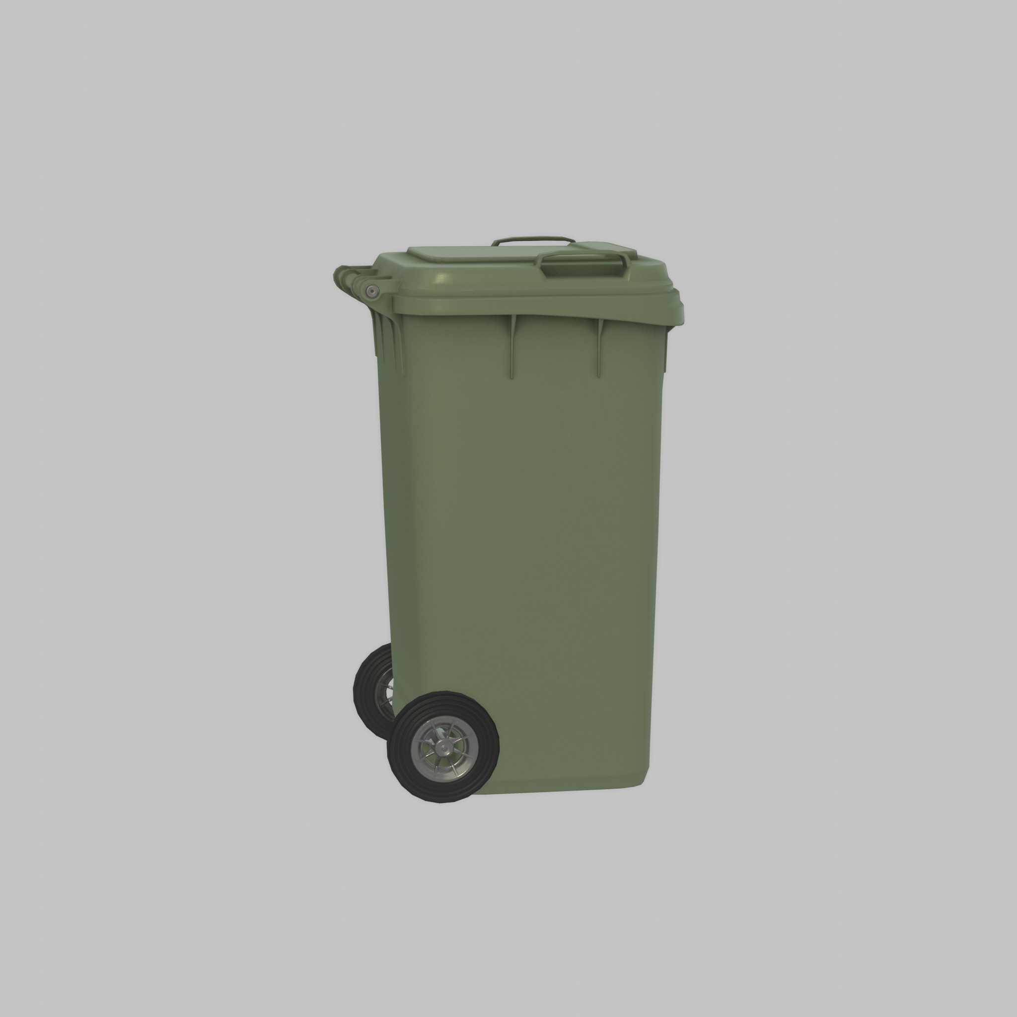 Plastic garbage can green with wheels 240 L Low-poly 3D model_42
