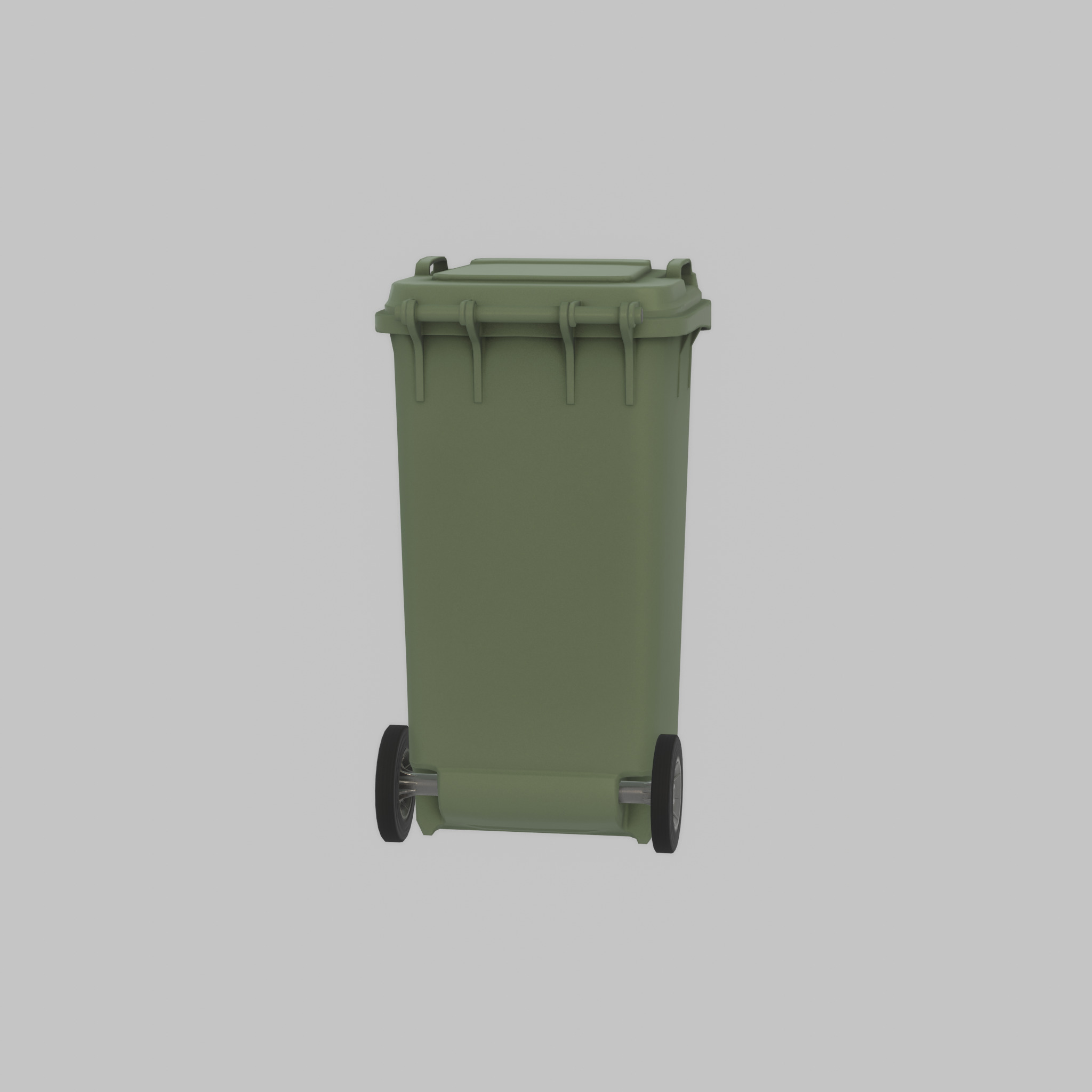 Plastic garbage can green with wheels 240 L Low-poly 3D model_53