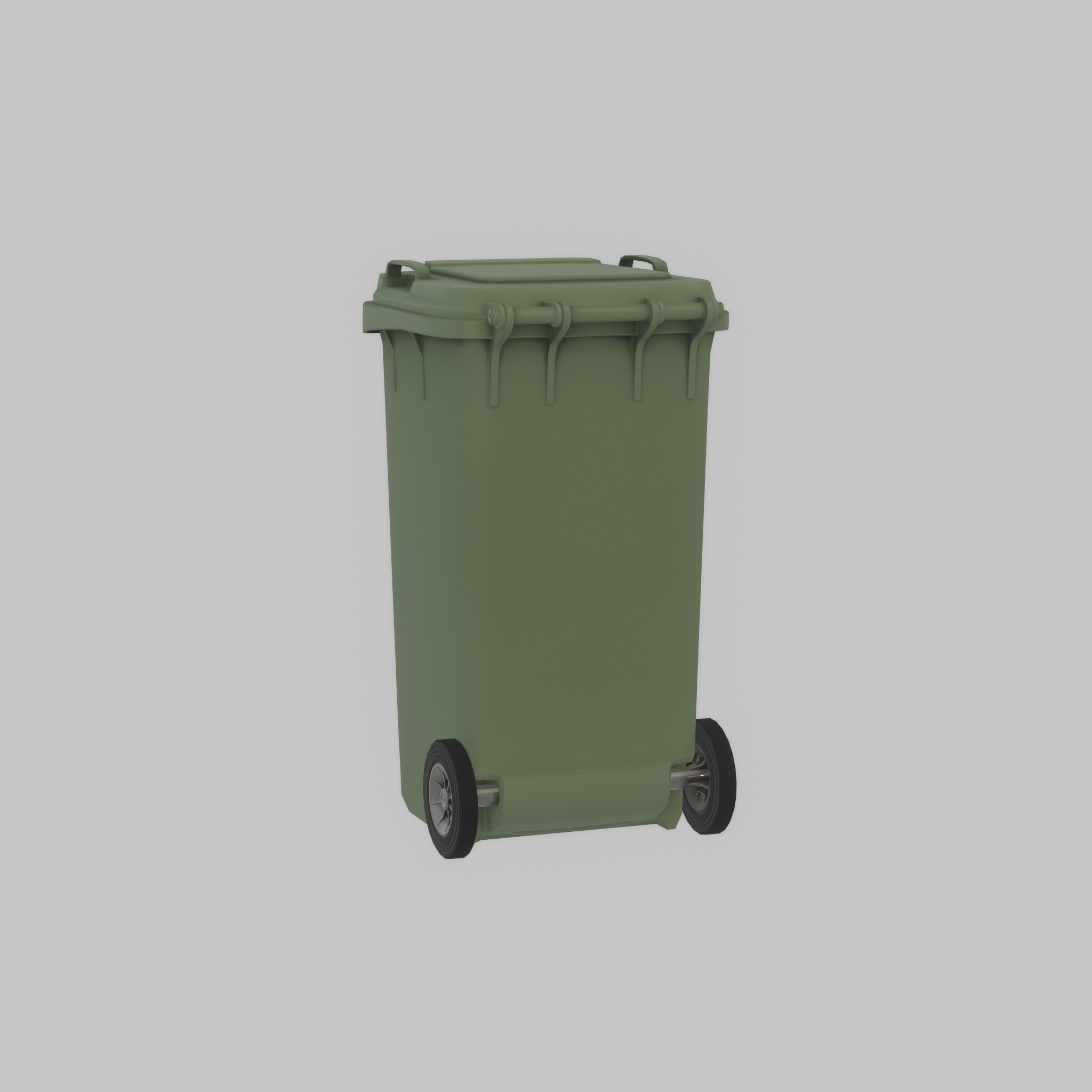 Plastic garbage can green with wheels 240 L Low-poly 3D model_52