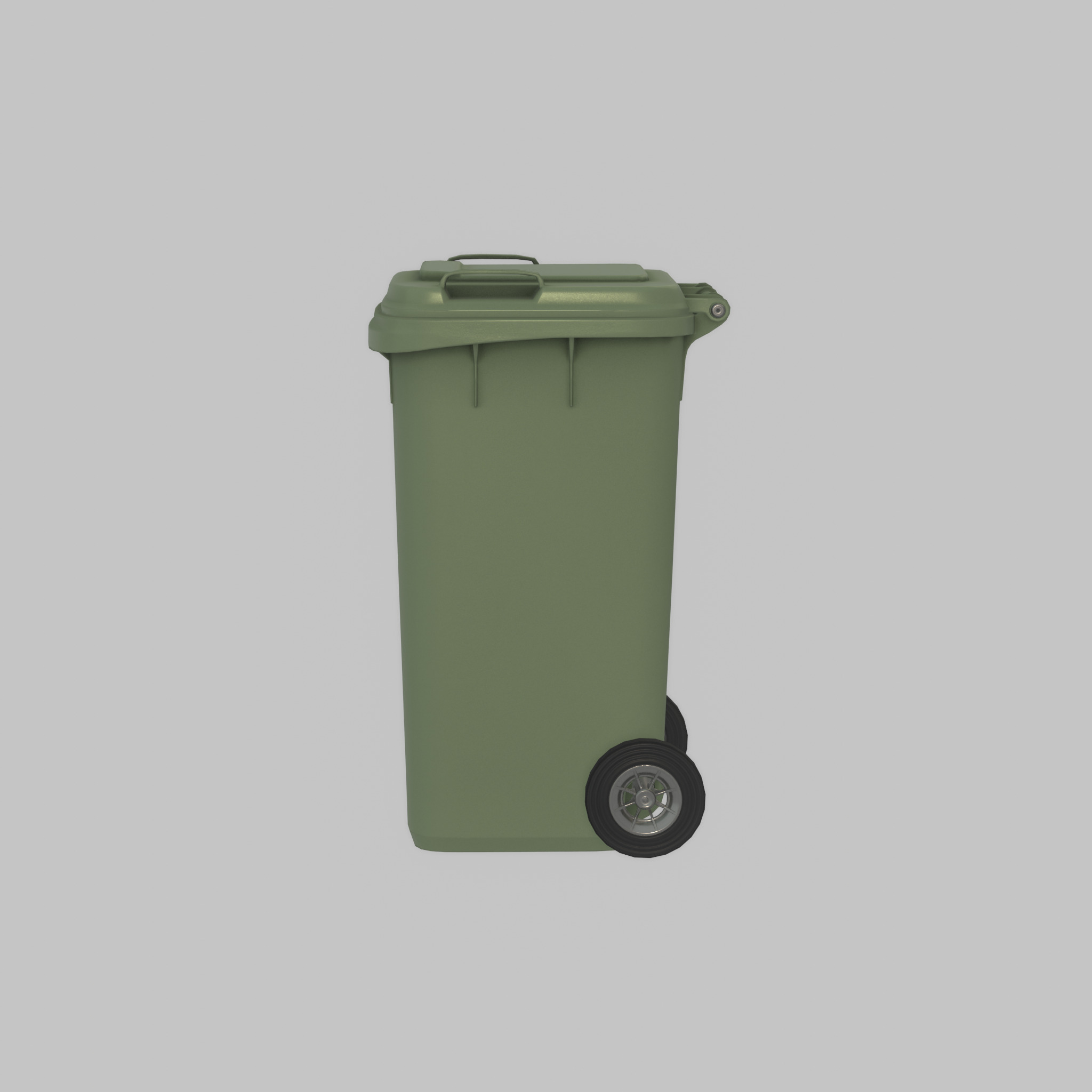 Plastic garbage can green with wheels 240 L Low-poly 3D model_51
