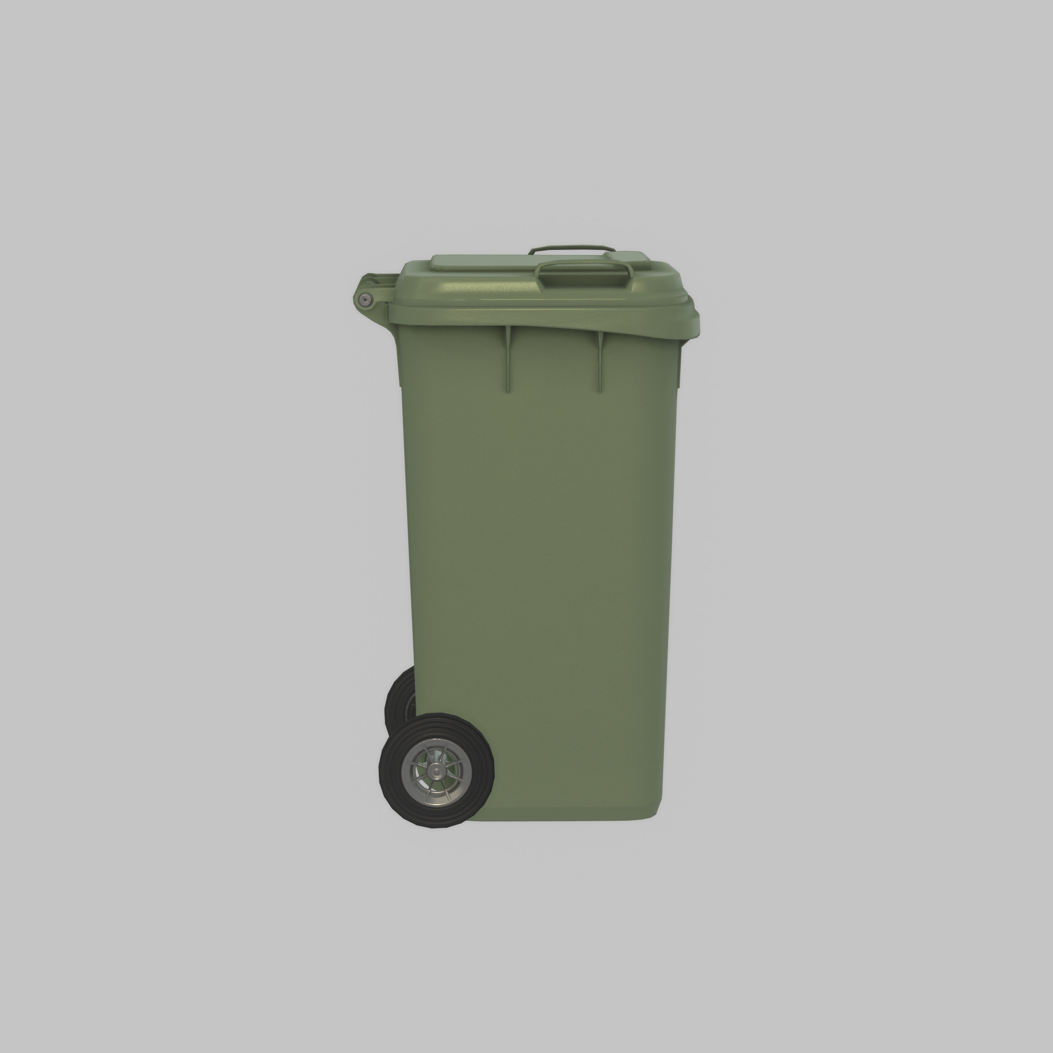Plastic garbage can green with wheels 240 L Low-poly 3D model_25