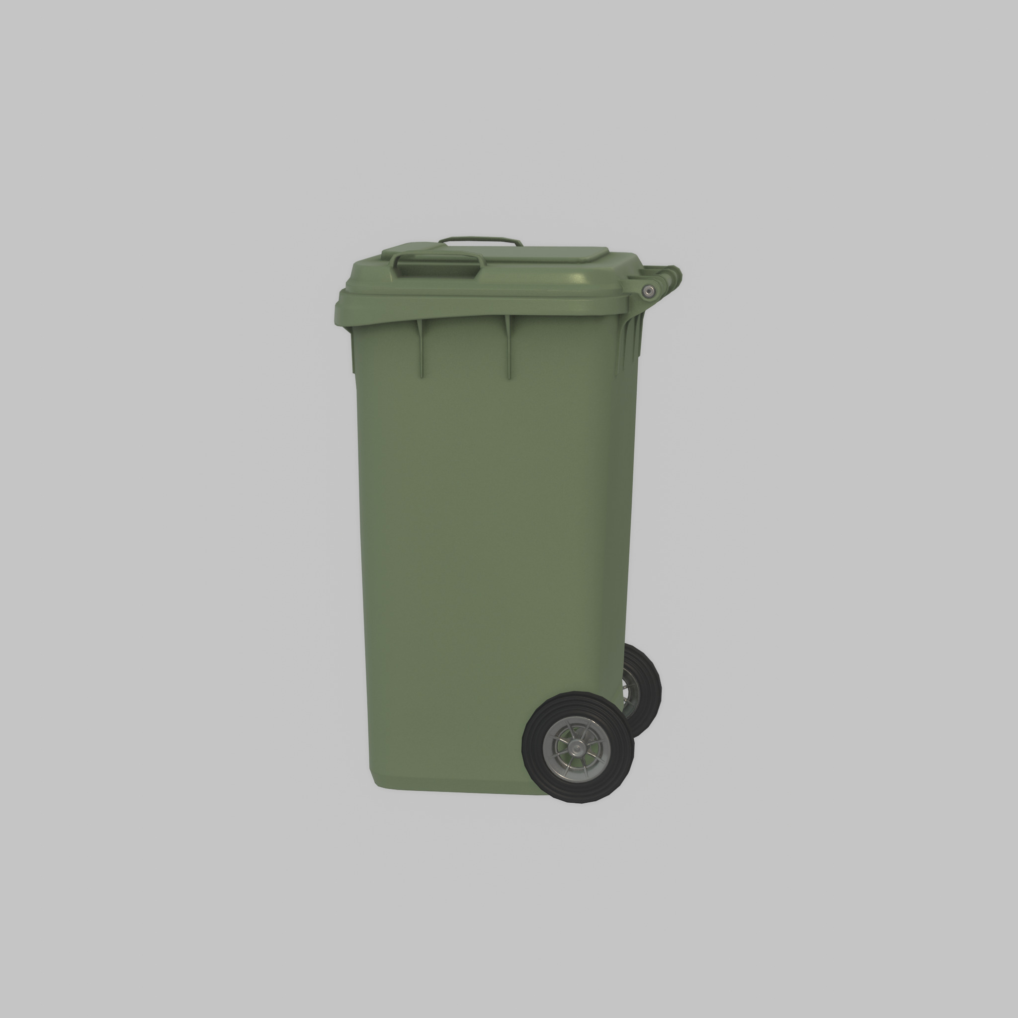 Plastic garbage can green with wheels 240 L Low-poly 3D model_48