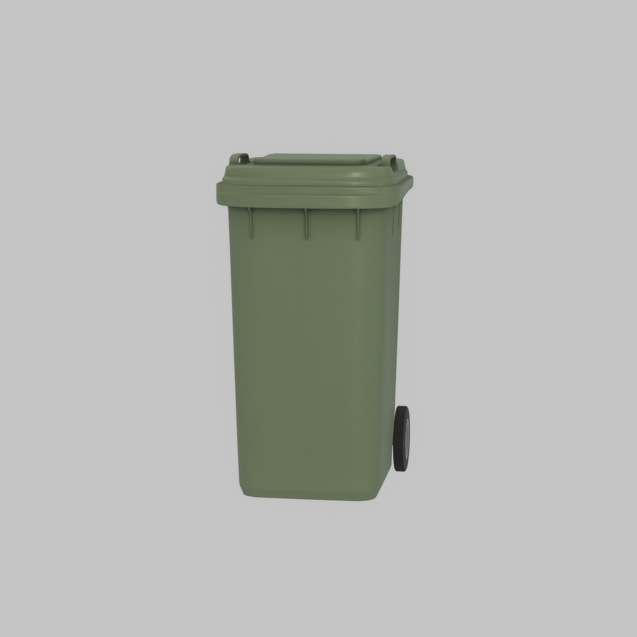 Plastic garbage can green with wheels 240 L Low-poly 3D model_34