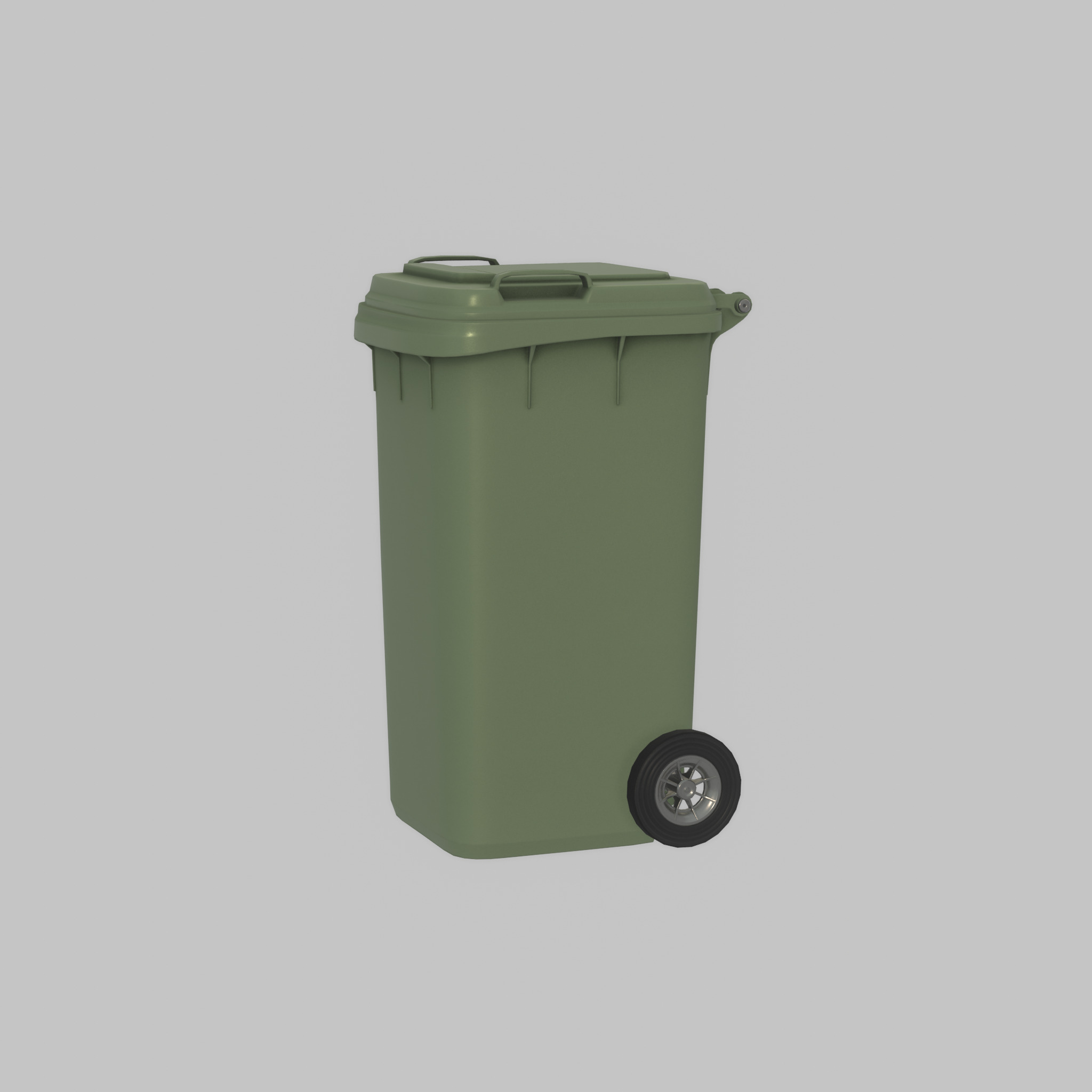 Plastic garbage can green with wheels 240 L Low-poly 3D model_49