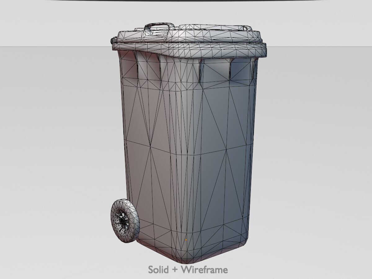 Plastic garbage can green with wheels 240 L Low-poly 3D model_11