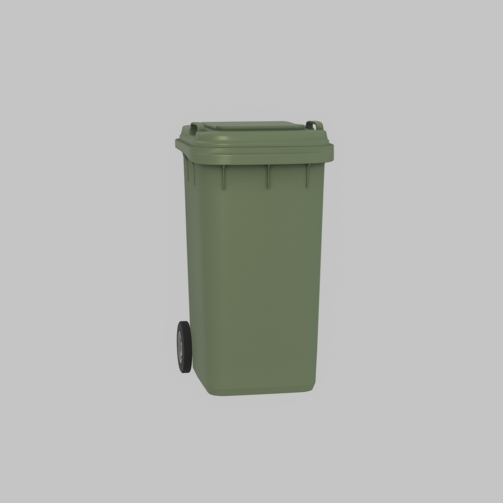 Plastic garbage can green with wheels 240 L Low-poly 3D model_31