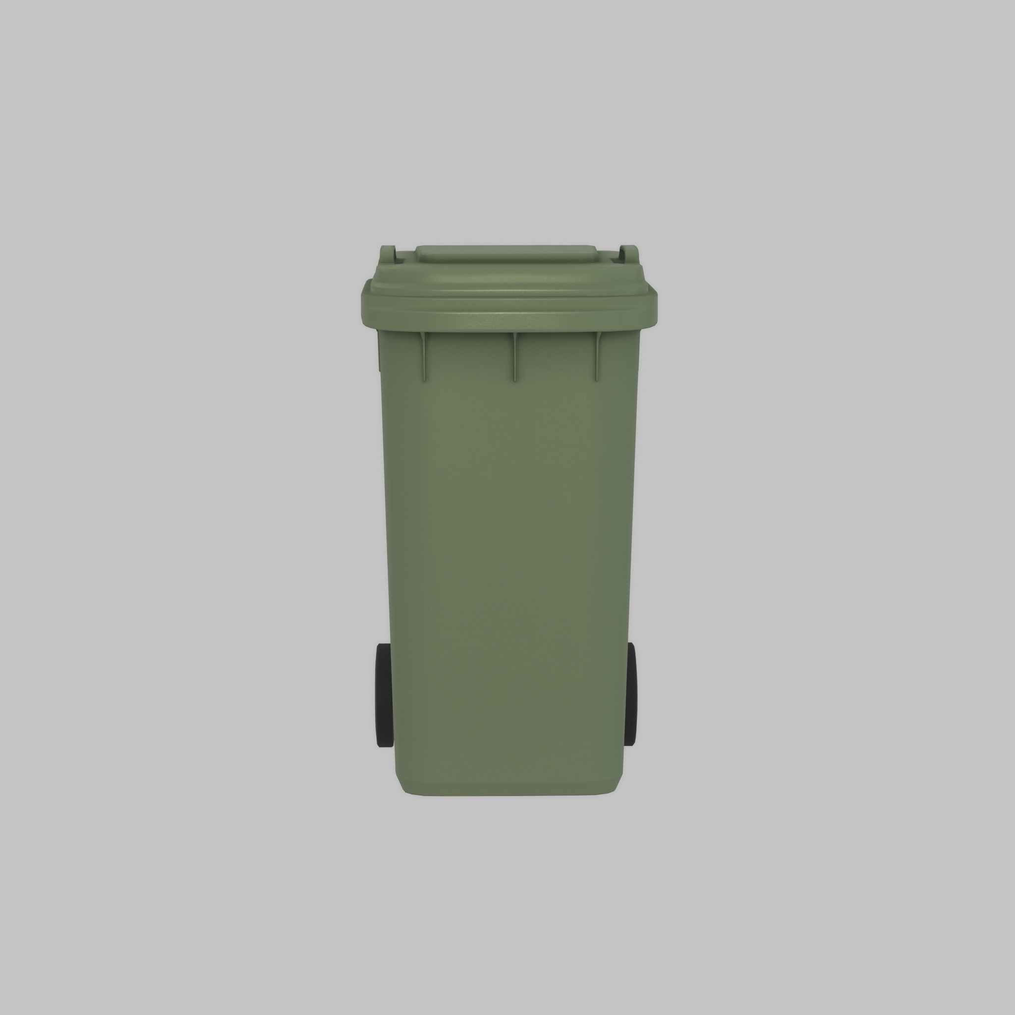 Plastic garbage can green with wheels 240 L Low-poly 3D model_23
